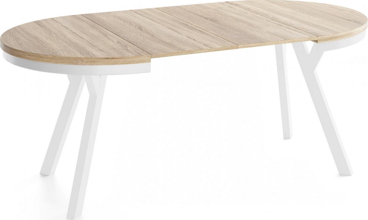 ESSTISCH Vero Neo Weiß rund ausziehbar verlängerbar, Eiche Sonoma Hellbraun 90-190/90/77 cm - Weiß/Sonoma Eiche, Holz/Holzwerkstoff (90/190/77cm) - WFL GROUP