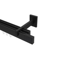 GARDINENSTANGE INNENLAUF Smartline Lox 100 cm, 2-läufig, 14x35 mm Schwarz - Schwarz, Metall (100cm) - INTERDECO