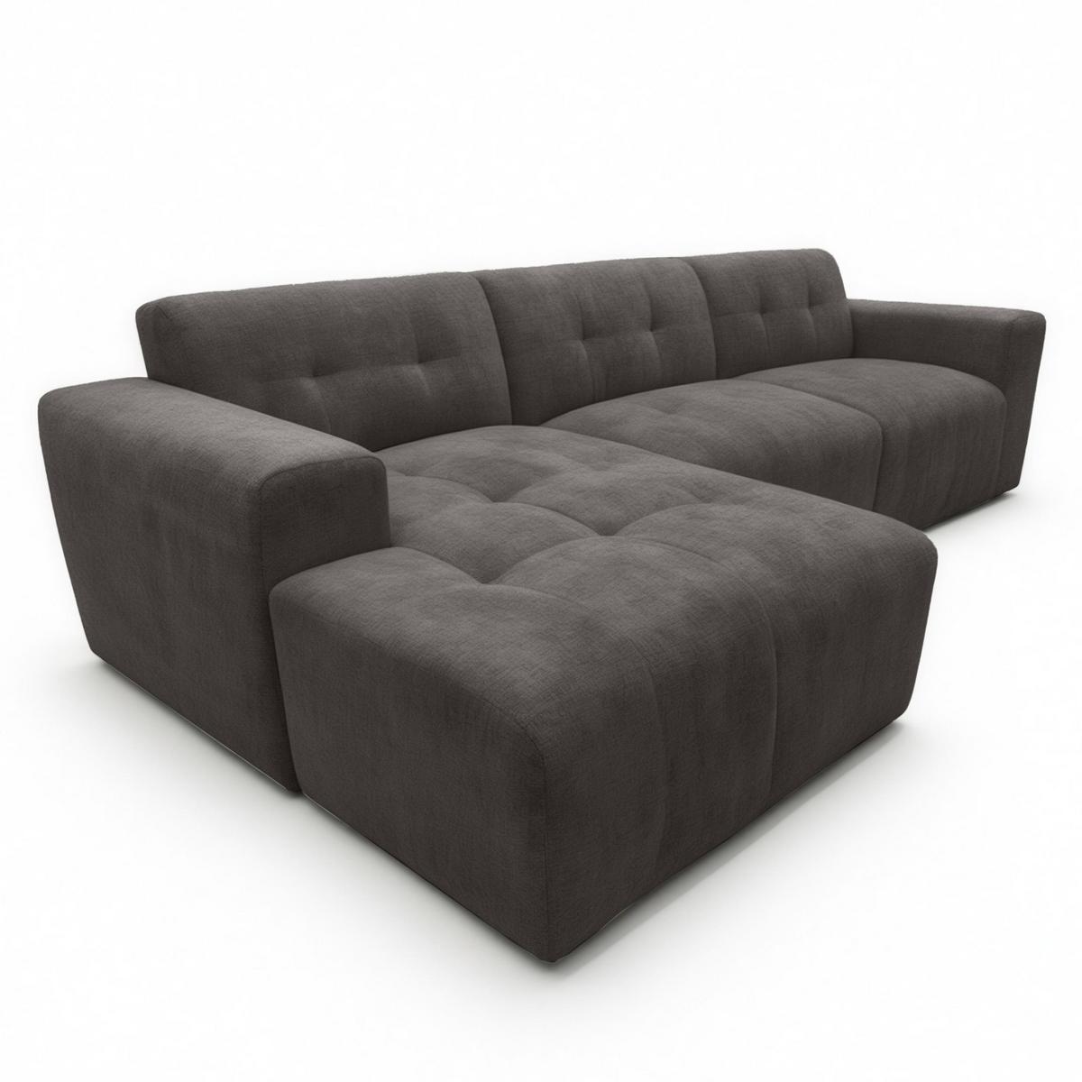 ECKSOFA L Form Corlu Dunkelgrau 310/165/78 cm – stilvolle kleine Eckcouch Links - Dunkelgrau/Schwarz, Kunststoff/Textil (310/165cm) - AX Living