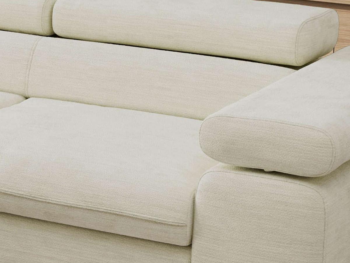 ECKSOFA PABLO L Creme Schenille glatt - Links Seite - Creme/Schwarz, Textil/Metall (208/273cm) - MKS