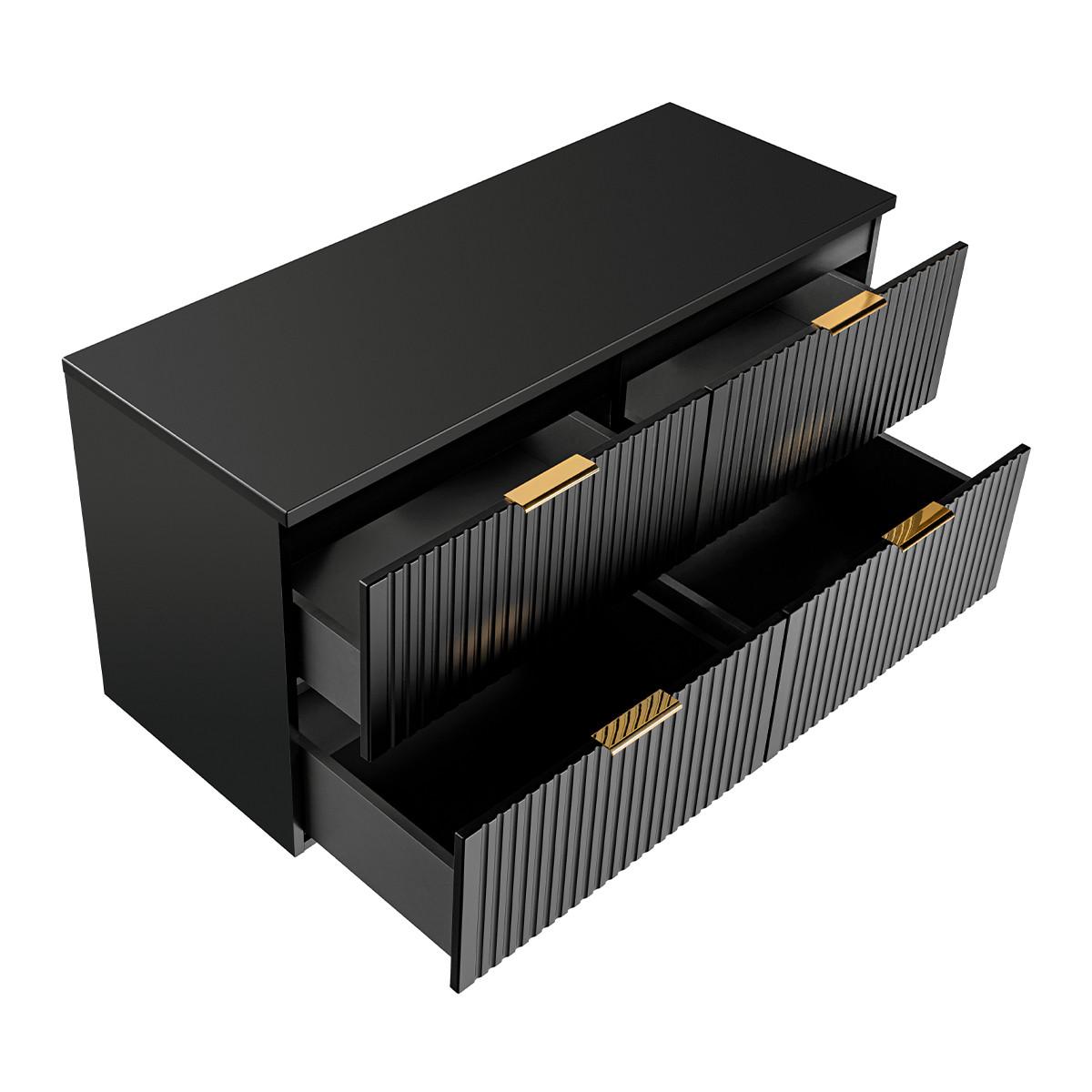 WASCHTISCHUNTERSCHRANK 120.8cm Adriel Mattschwarz - Schwarz, Holzwerkstoff (120.8/59/46cm) - Petits-meubles