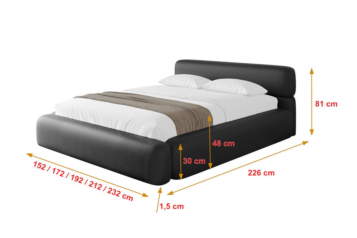POLSTERBETT mit Bettkasten und Lattenrost, Bett mit Matratze H3/H4 - ENORA-V1 180x200 Schwarz Kunstleder - Schwarz Hochglanz, Holzwerkstoff/Textil (180/200cm) - ALTDECOR