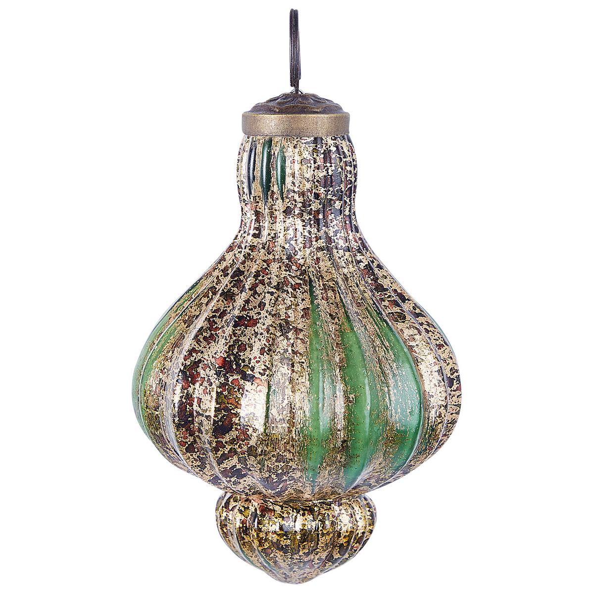 WEIHNACHTSKUGEL 8er Set Glas Grün Brillant - Goldfarben/Grün, Glas (11/14/11cm) - Beliani