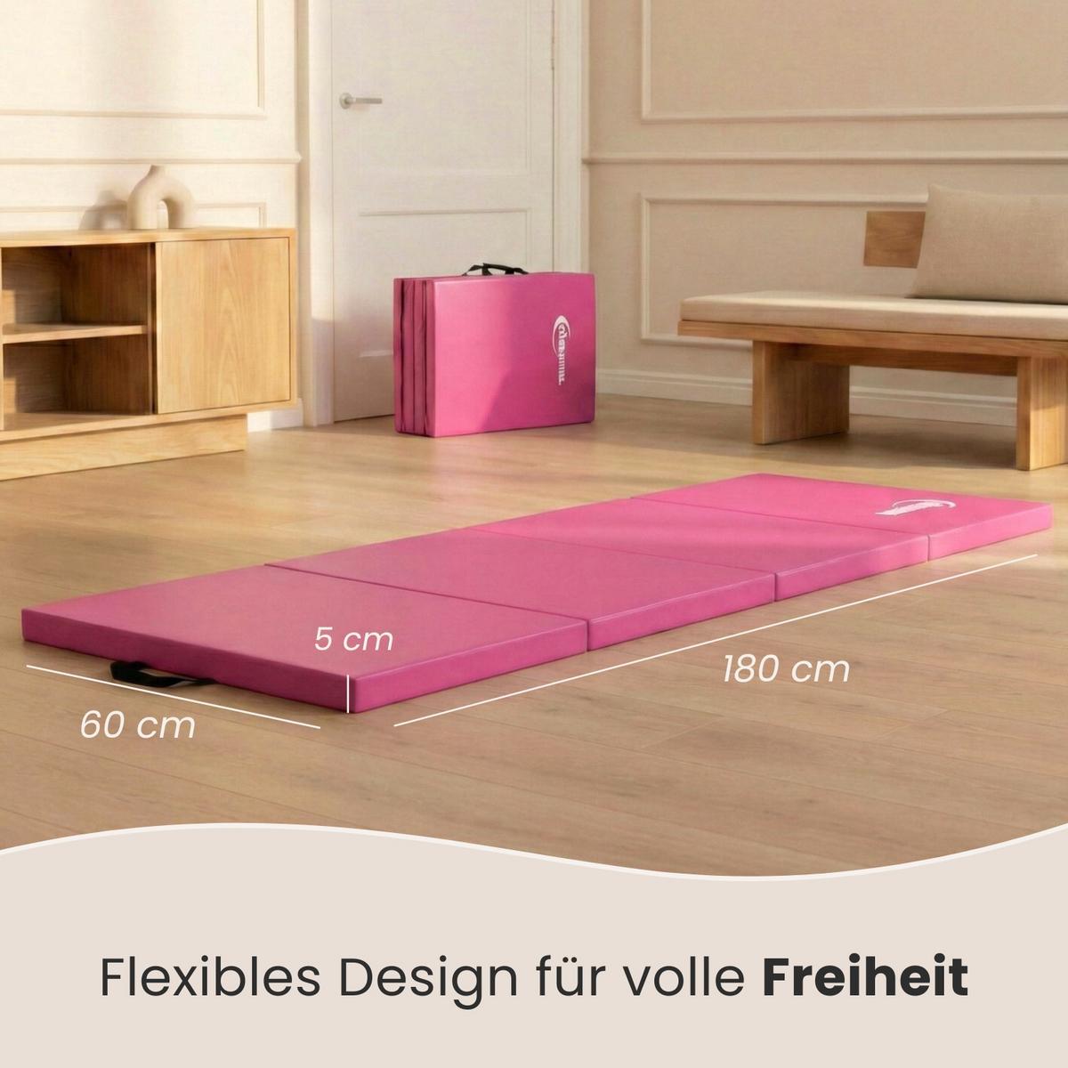 GYMNASTIKMATTE zum Wenden - 180/60/5 cm Faltbare Turnmatte - Pink/Lila, Kunststoff (60/180cm) - eyepower