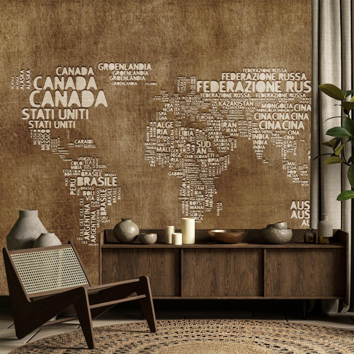 FOTOTAPETE für Büro alte italienische Weltkarte 200x140 - Beige/Braun, Papier (200/140cm) - Muralo