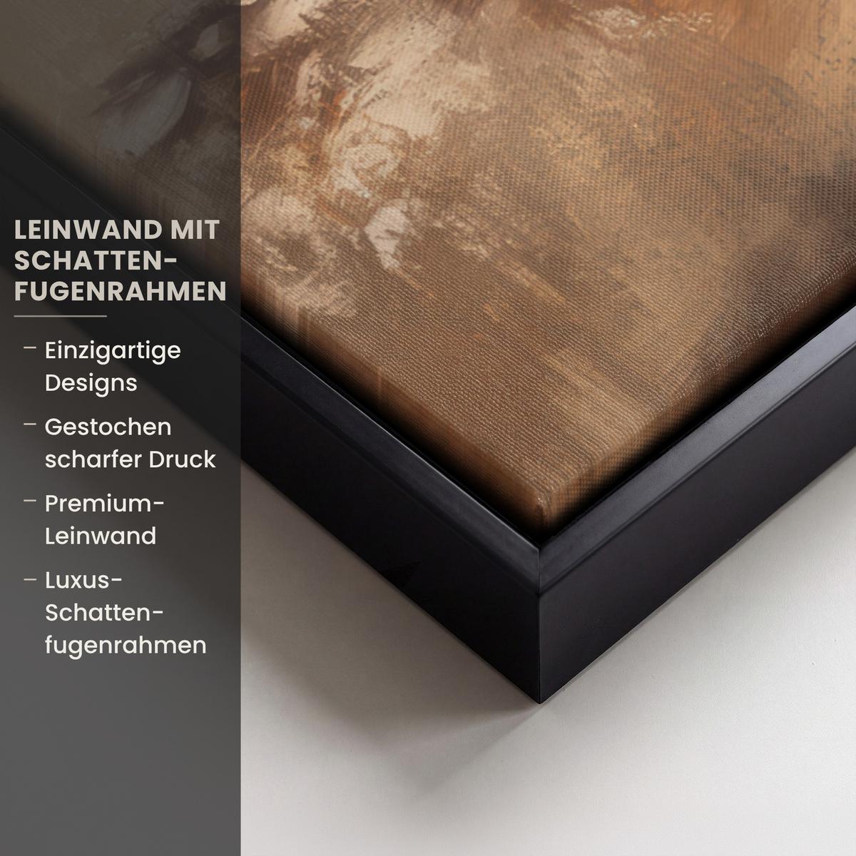 LEINWAND Bilder mit Rahmen - Weihnachten - Hirsch - Geweih - Weihnachtskugel - Rentier - 70x50 - Hellbraun, Textil (70/50cm) - MuchoWow