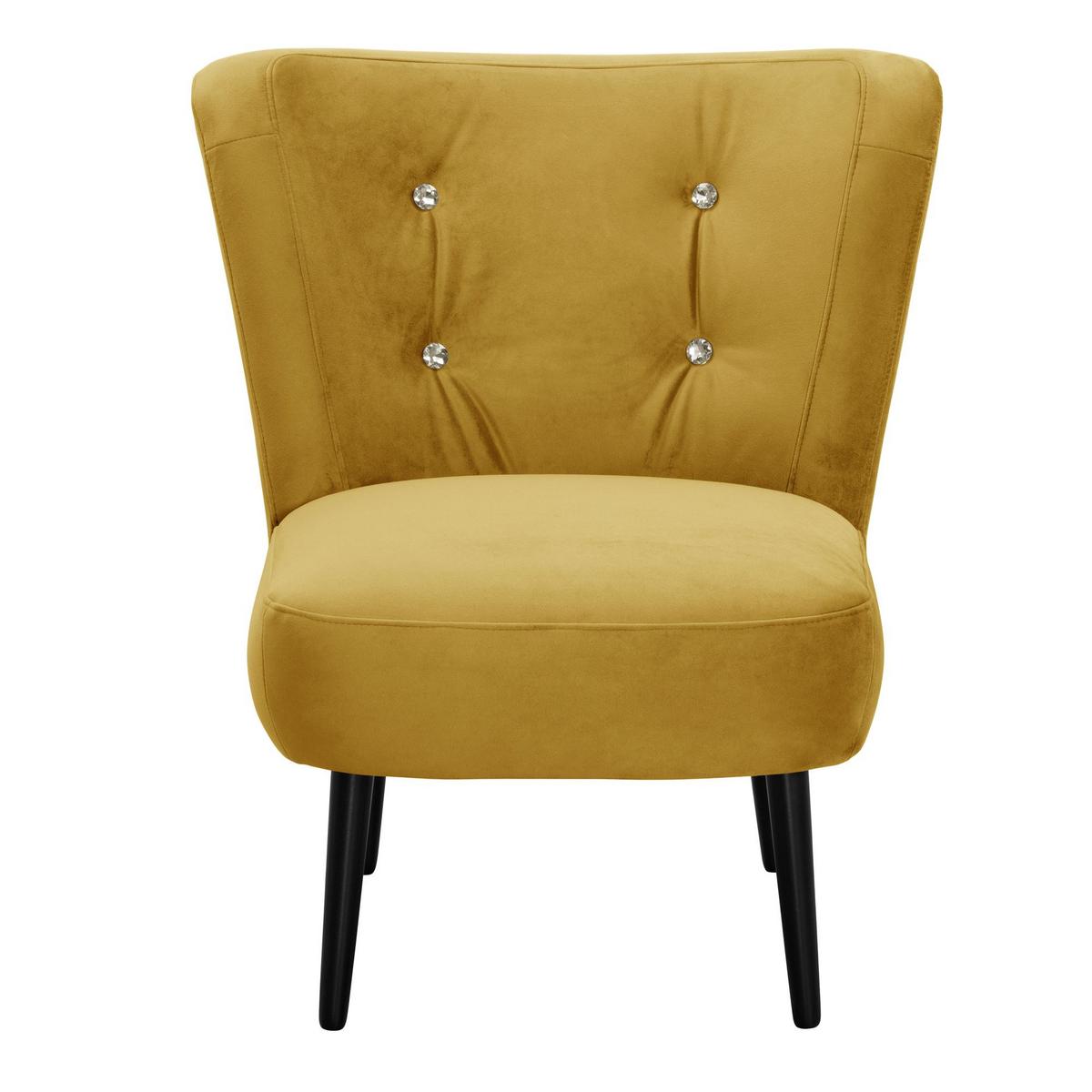 COCKTAILSESSEL Kayleigh Samtvelours mais - Currygelb, Kunststoff (68/80/69cm) - 58aufmkessel
