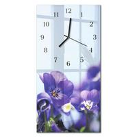 WANDUHR aus Glas 30x60 cm - Blumen - Lila, Glas (30/60/0.4cm) - TULUP