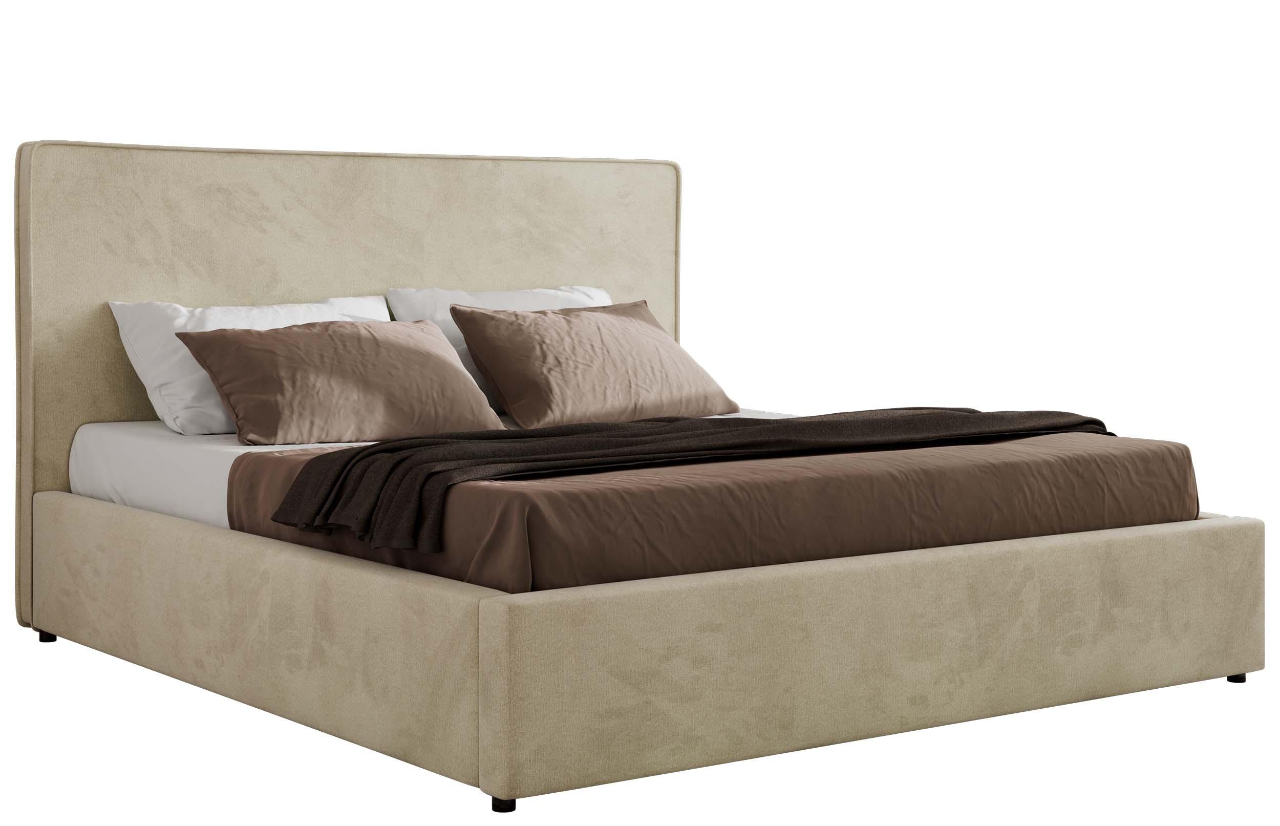 POLSTERBETT CORIVO CLASSIC 160/200 - Beige Velvet - Schaum-Matratze - Beige, Textil (160/200cm) - MKS