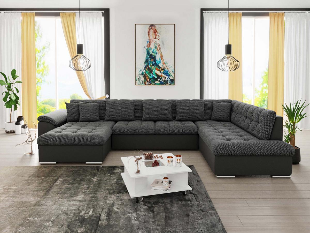 WOHNLANDSCHAFT Niko Bis, Seite: Links - Graphitfarben, Holz/Textil (348/76/205cm) - MIRJAN24