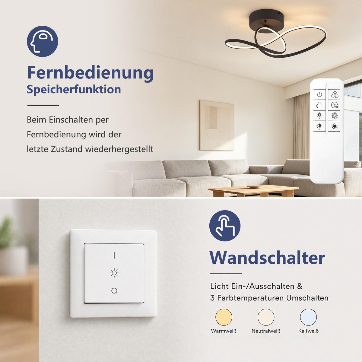 LED DECKENLEUCHTE Lyveth 41/19.5/16.5 cm - Schwarz, Kunststoff/Metall (41/19.5/16.5cm) - ZMH