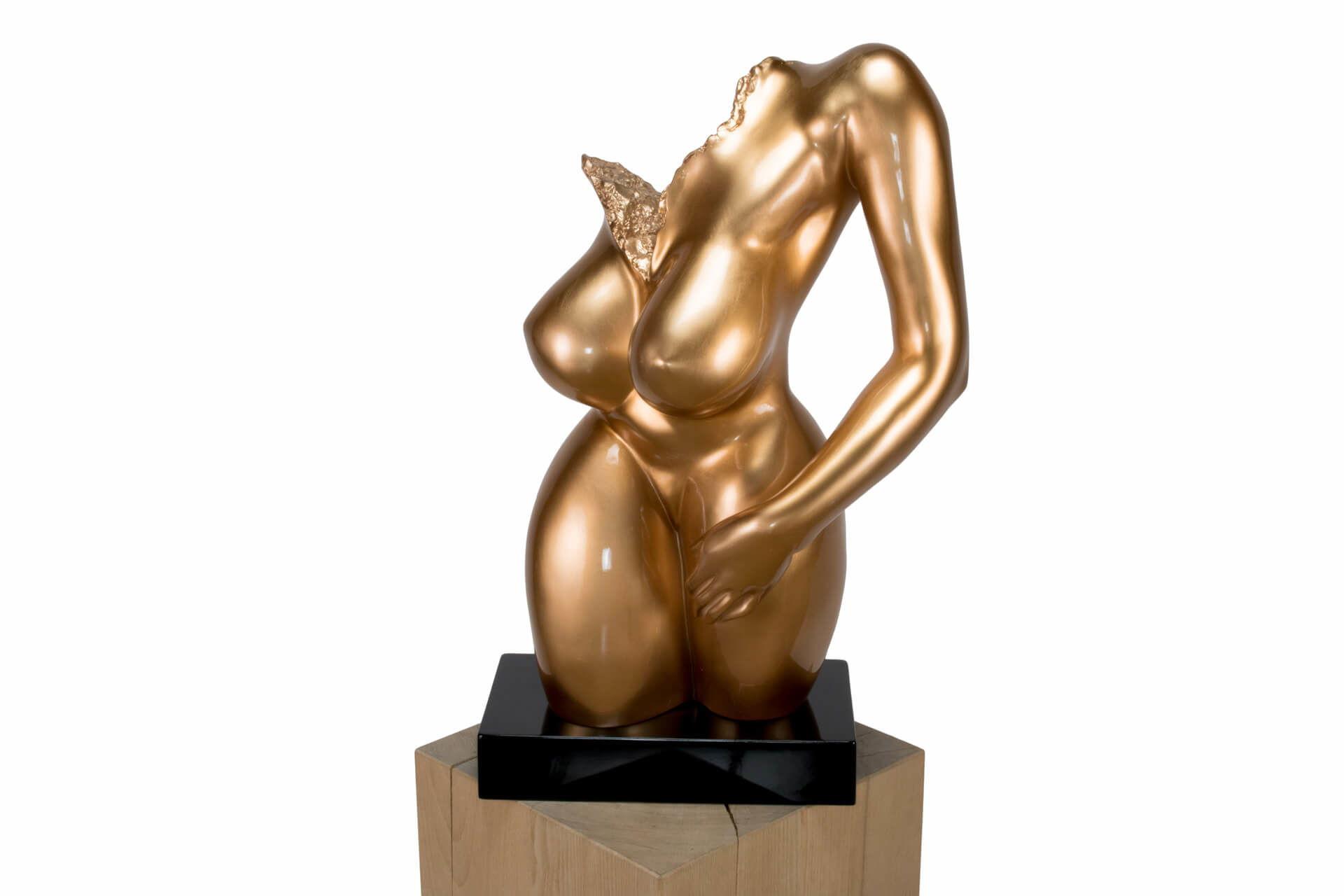 SKULPTUR Gold 34/60 cm - Goldfarben, Stein (6.5/60/24cm) - KUNSTLOFT