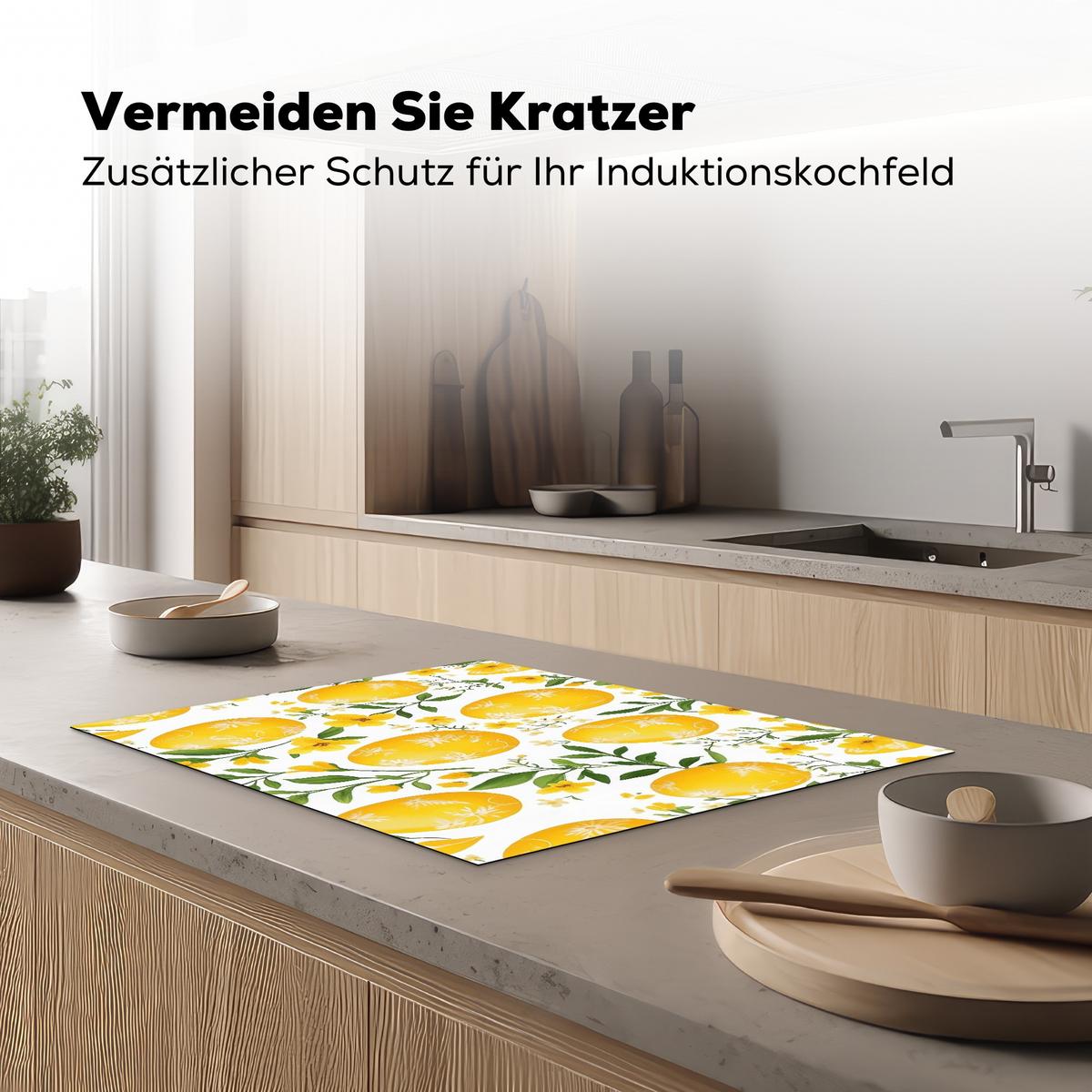 HERDABDECKPLATTE Blumen - Ostereier - Gelb Induktionsmatte 71x52 cm - Gelb, Kunststoff (71/52/0.2cm) - MuchoWow