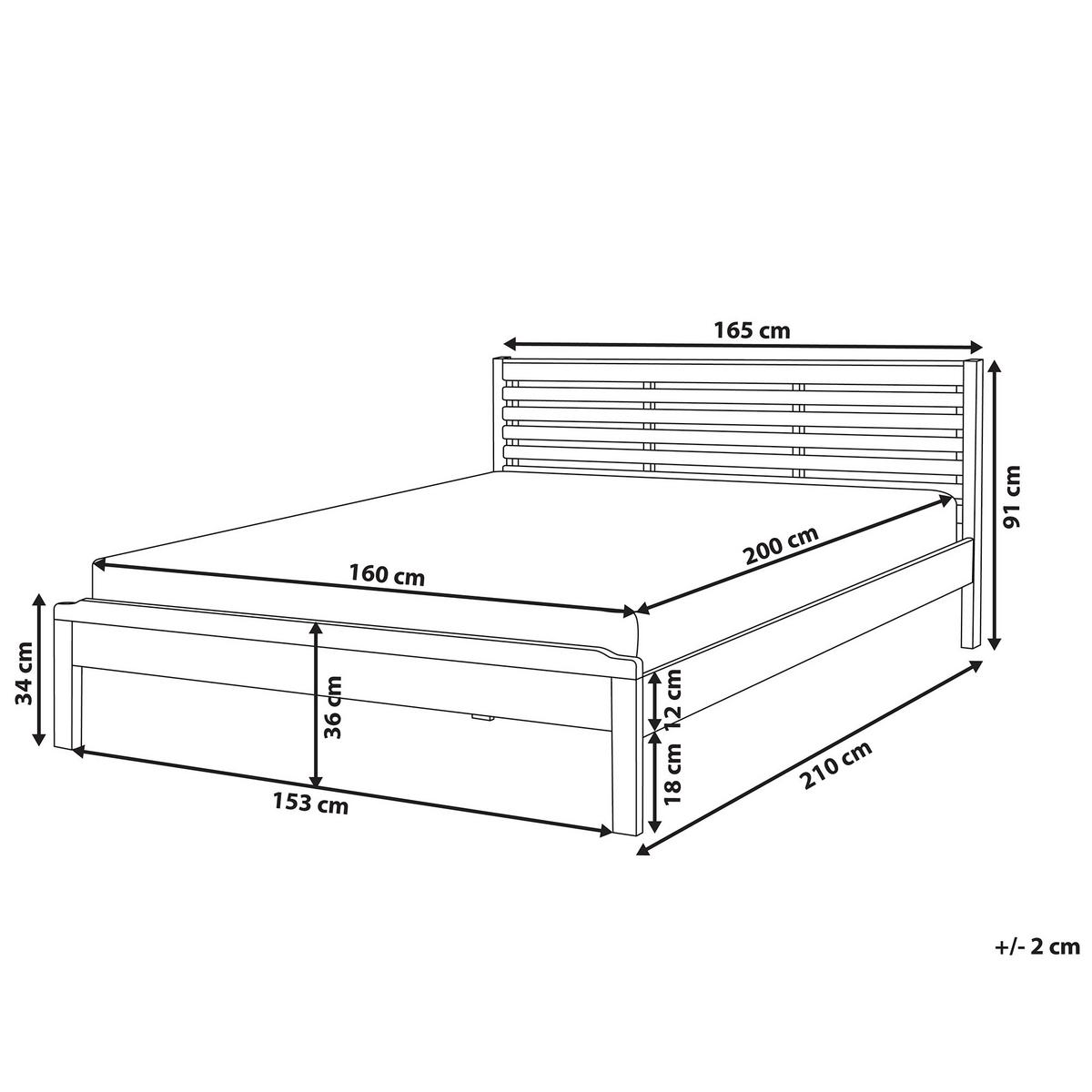 HOLZBETT 160/200cm Heller Holzfarbton Carnac - Hellbraun, Holz (160/200cm) - Beliani