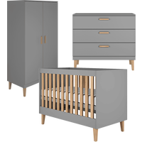 BABYZIMMER 3-teilig Kubi Grau - Grau, Holzwerkstoff (66/90/124cm) - Petits-meubles