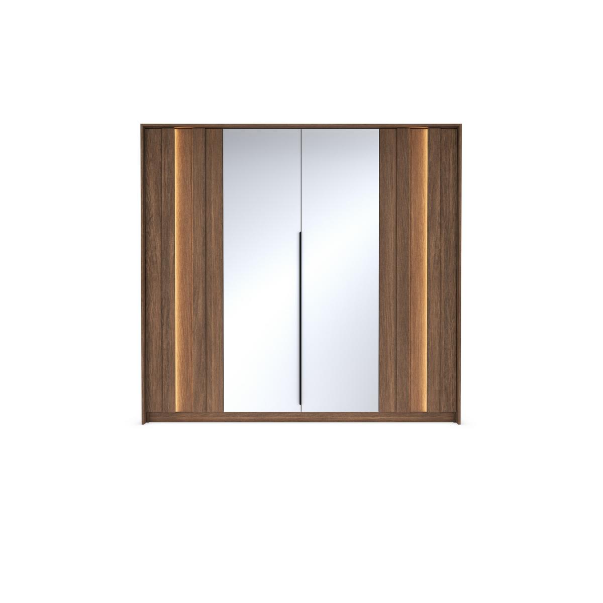 DREHTÜRENSCHRANK DAVANTI 223,2/210/59,6 cm 4-türig mit Spiegel Eichefarben - Eichefarben, Holzwerkstoff (223.2/210/59.6cm) - MASSENO