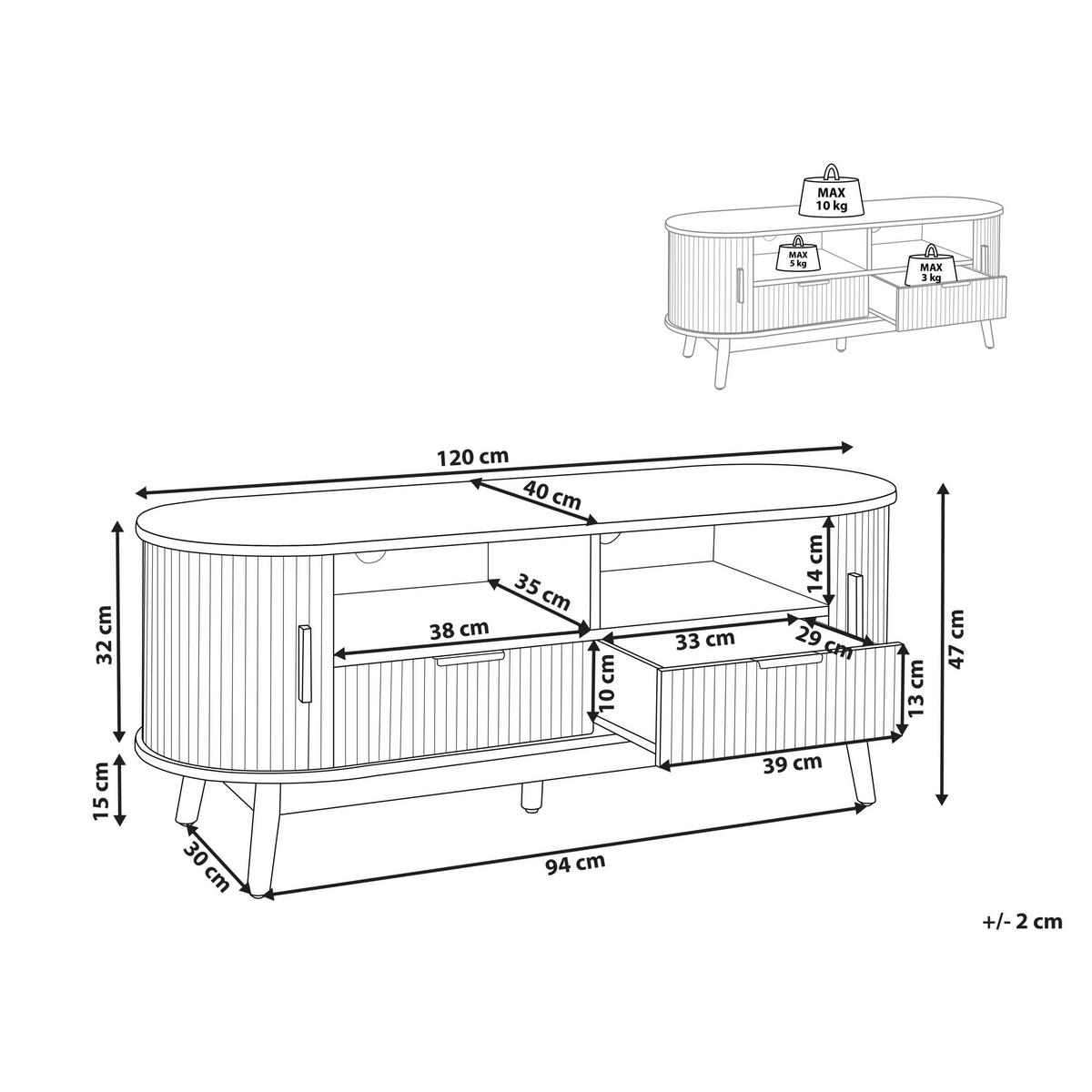 TV-MÖBEL Braun Selah - Braun, Holzwerkstoff (120/47/40cm) - Beliani