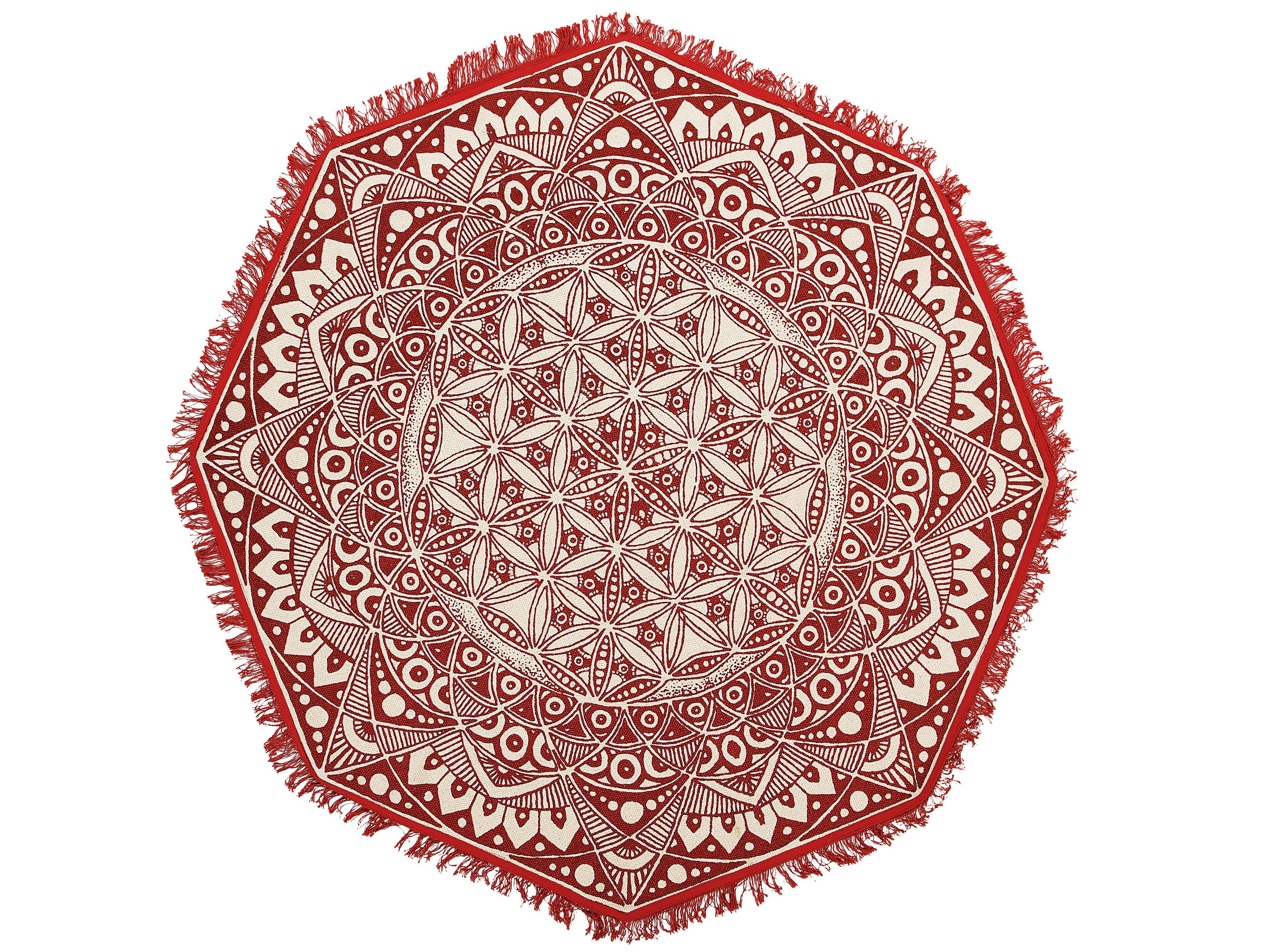 KURZFLOR-TEPPICH Mezitili 120/120 cm - Rot, Textil (120/120cm) - Beliani