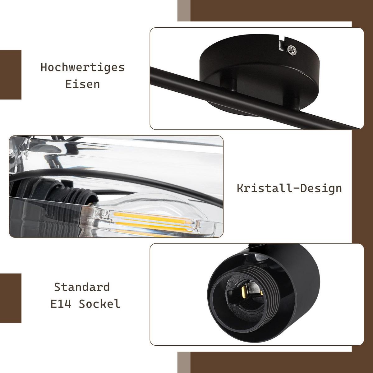 DECKENSTRAHLER Lehman 2-flammig 30/16/21cm - Schwarz, Metall (30/16/21cm) - Nettlife