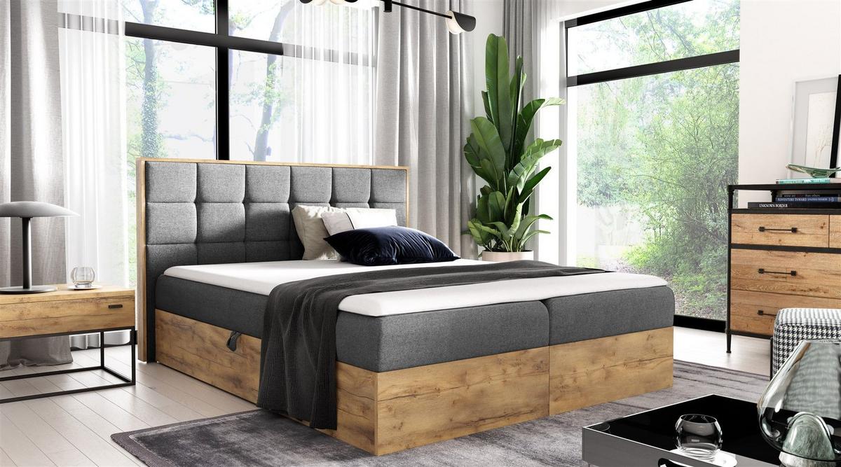 BOXBETT Kalypso überlänge Faro - Grau, Holzwerkstoff/Textil (180/220cm) - Fun Möbel
