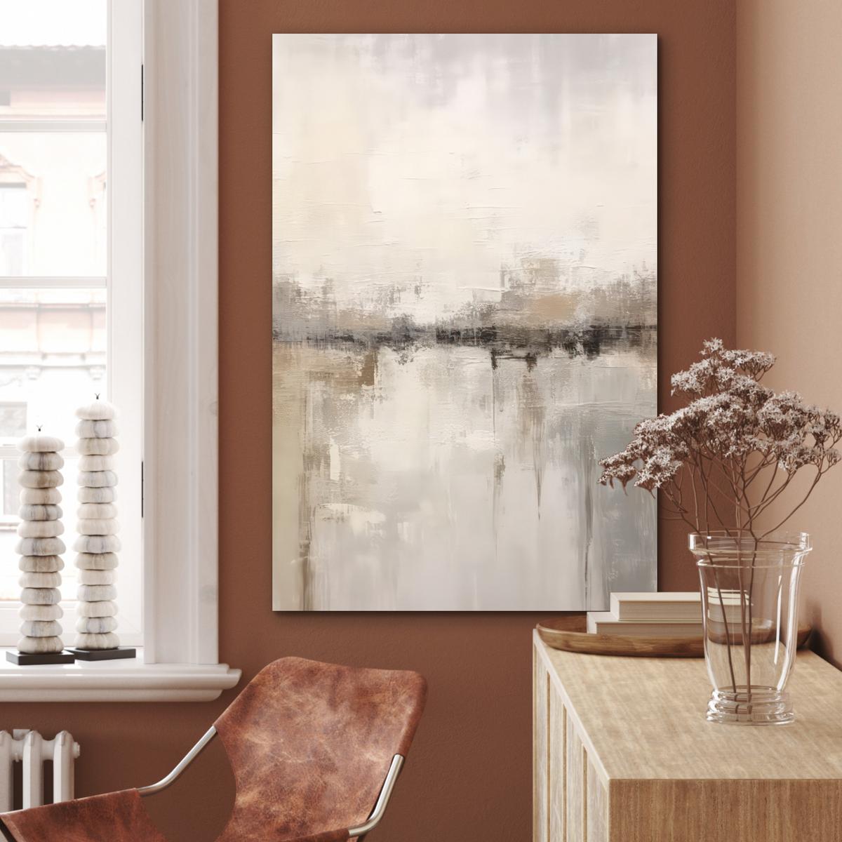 METALLBILD Moderne Kunst - Abstrakt - Beige 80x120 cm - Beige, Metall (80/120cm) - MuchoWow