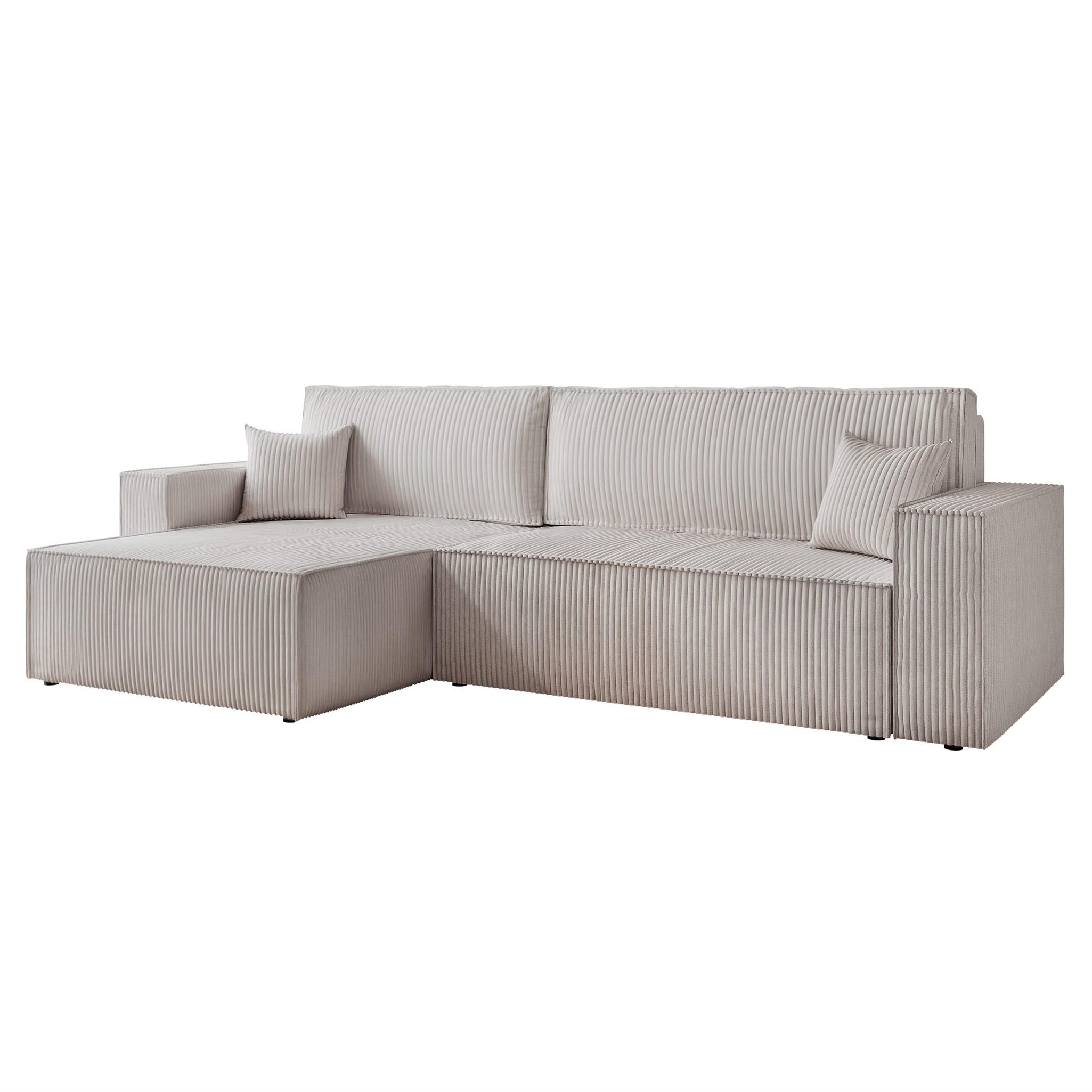 ECKSOFA Adara Max Mit Schlaffunktion - Hellgrau, Holzwerkstoff/Textil (276/145cm) - Fun Möbel