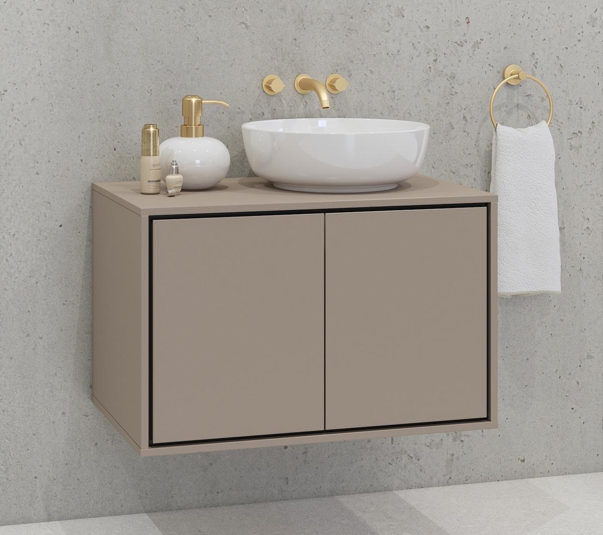 WASCHBECKENUNTERSCHRANK Capri 2 Schubladen Cashmere - 78 x 48 x 51 cm - Kaschmir, Holz (78/51/48cm) - Badplaats