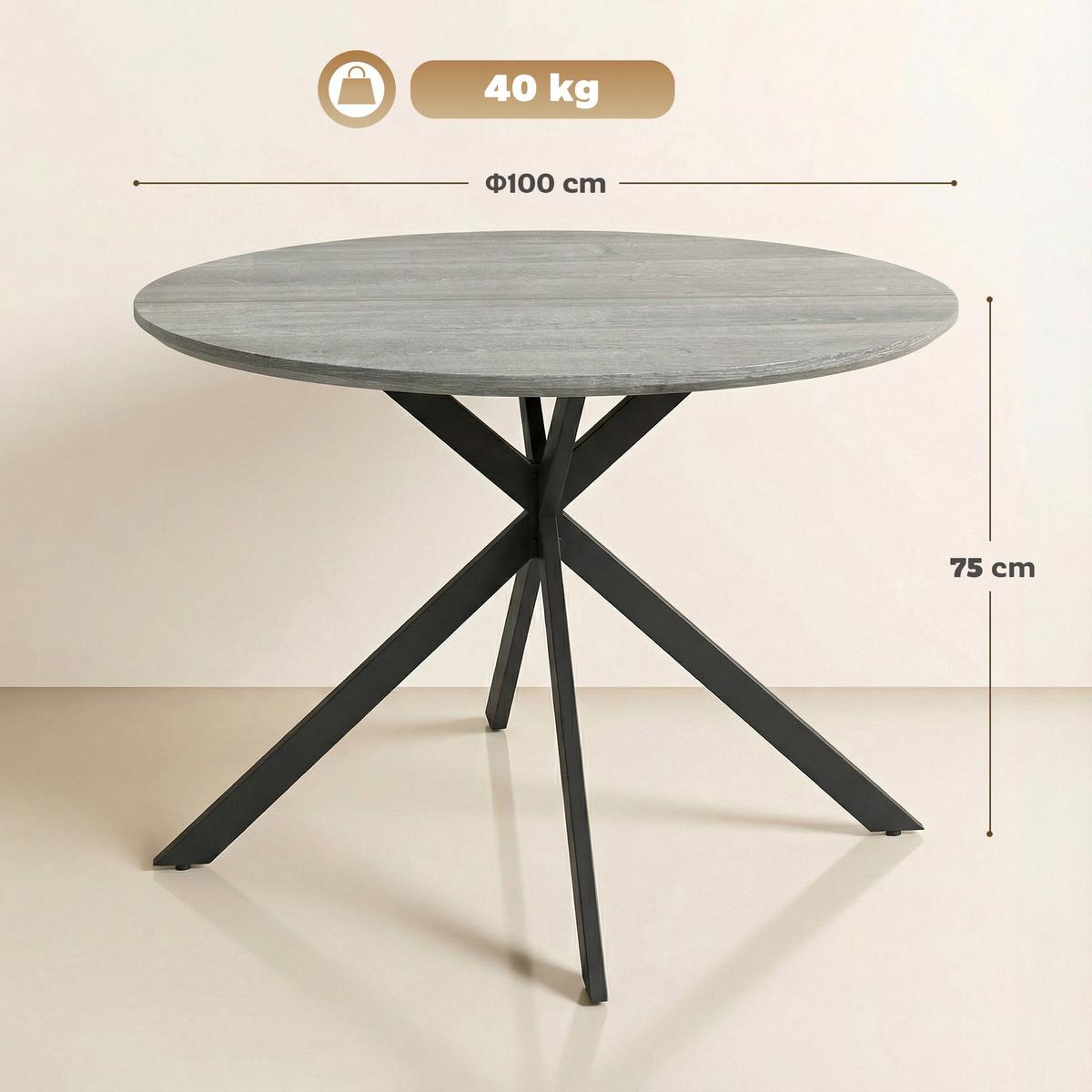 ESSTISCH Spanplatte Stahl Grau - Grau, Metall (100/100/75cm) - HOMCOM