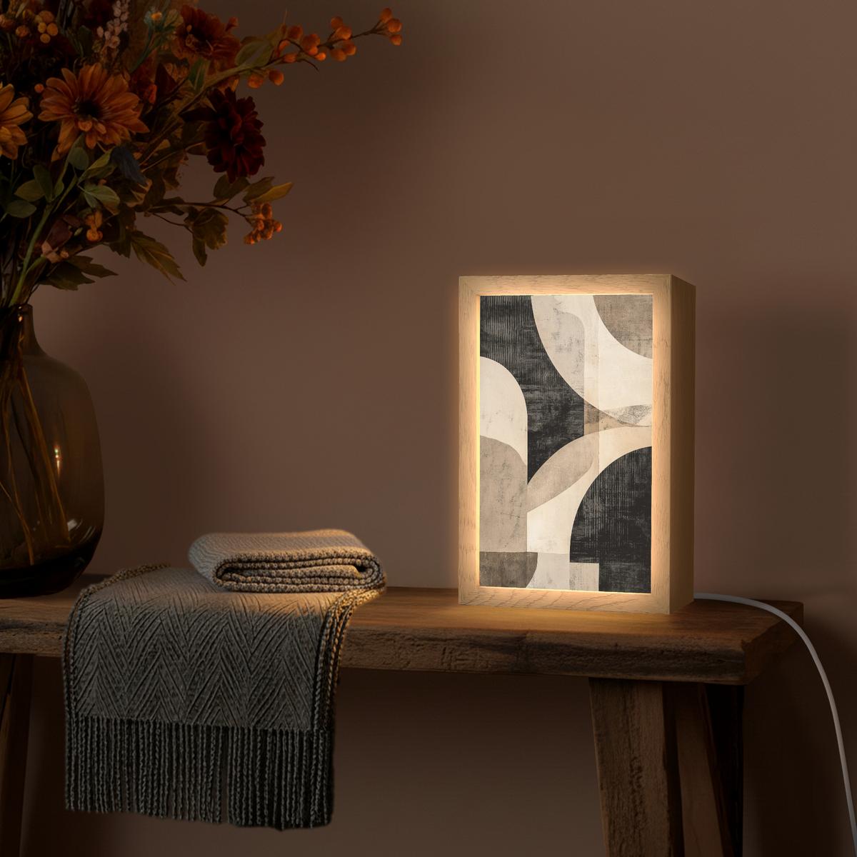 WANDLEUCHTE Abstrakt - Formen - Modern - Beige 20x30 cm - Grau, Holzwerkstoff (20/30/8cm) - OnlyWow