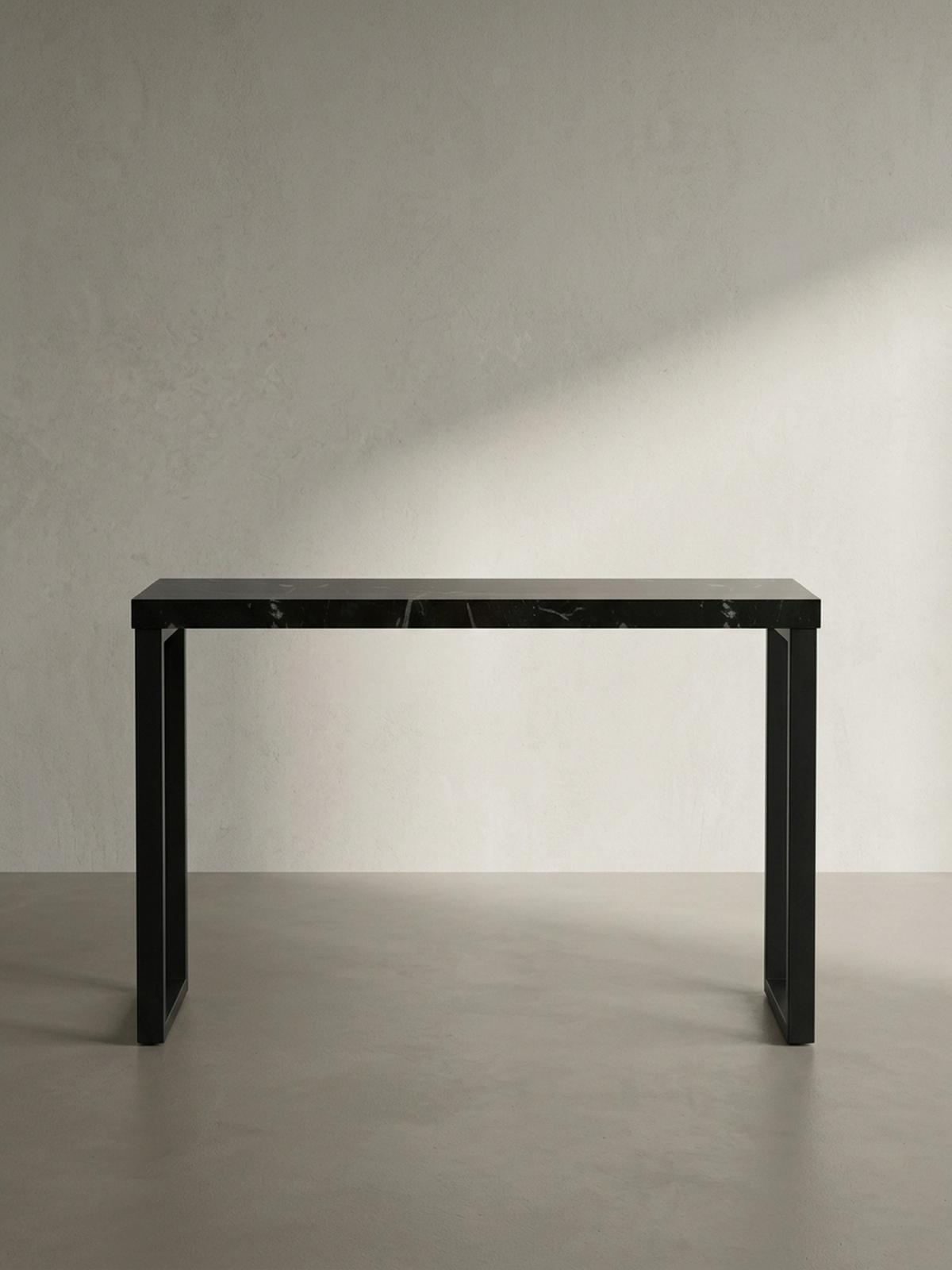 KONSOLENTISCH – Marmoroptik Schwarz, 120x40x76 cm, Hochglanz, Metallbeine - Schwarz, Holzwerkstoff/Metall (40/120/76cm) - KADIMA DESIGN