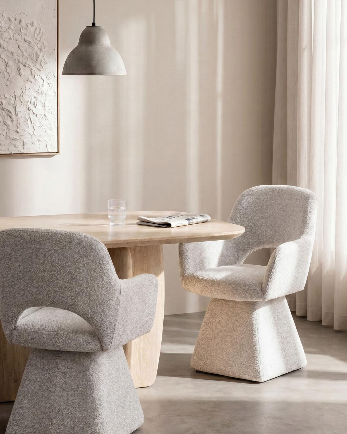 ESSZIMMERSTUHL drehbar Stoff Hellgrau Vallby - Beige, Textil (64/87/64cm) - Beliani