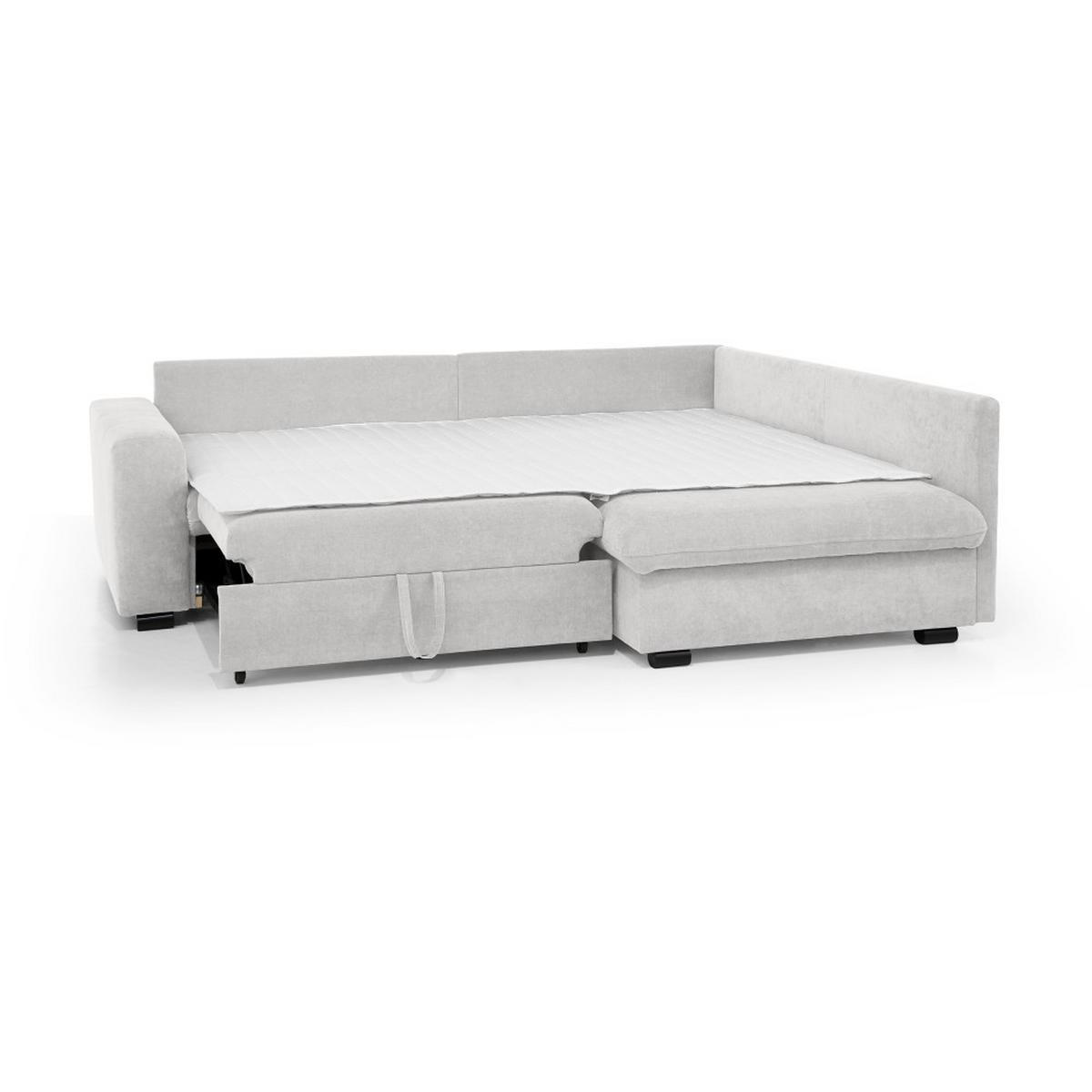 ECKSCHLAFSOFA Ramo mit Bettkasten, Topper gratis, Beige, rechts - Beige/Schwarz, Textil (229/190cm) - Beautysofa