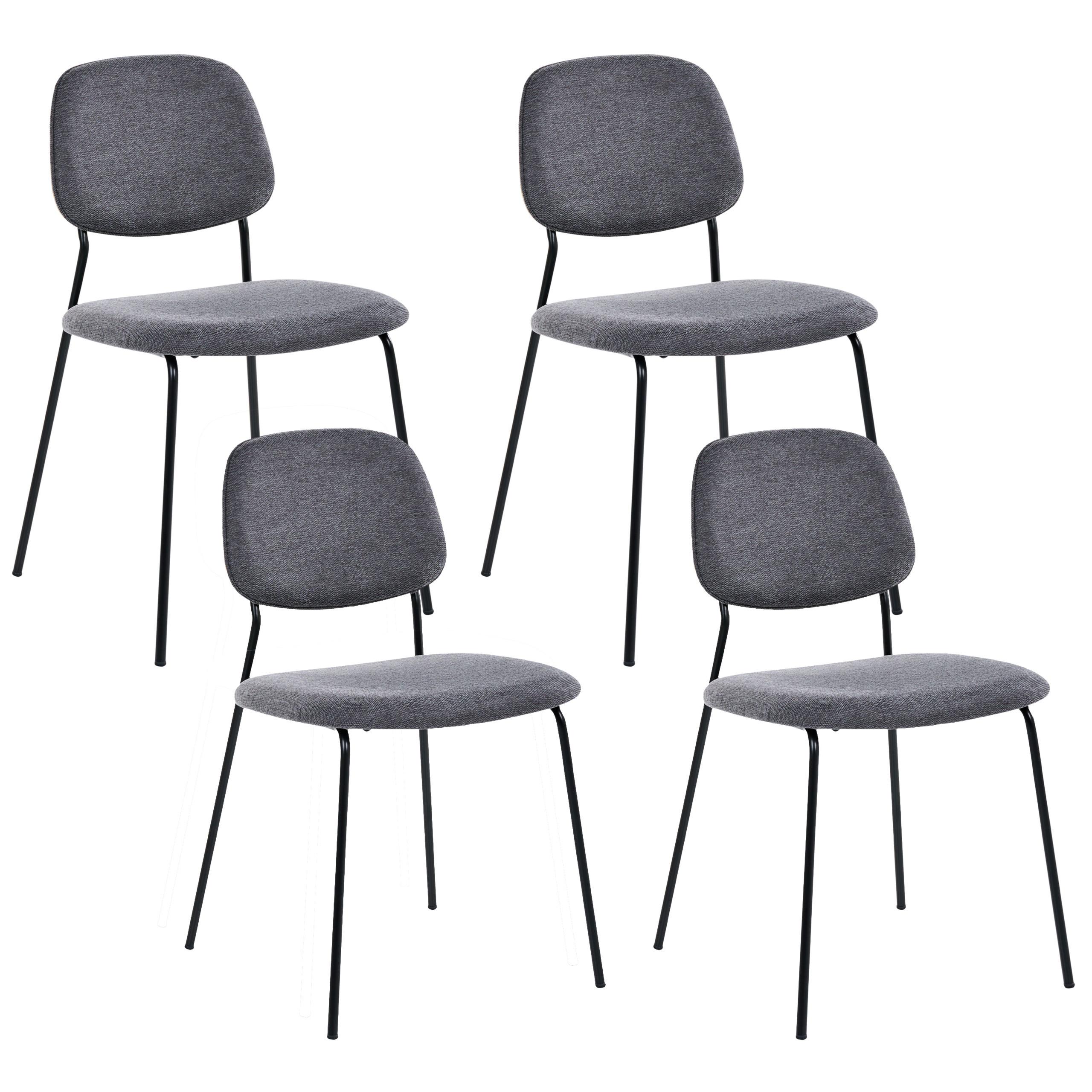 ESSZIMMERSTUHL 4er-Set Stoff Grau Riley - Grau, Textil (48/83/52cm) - Beliani