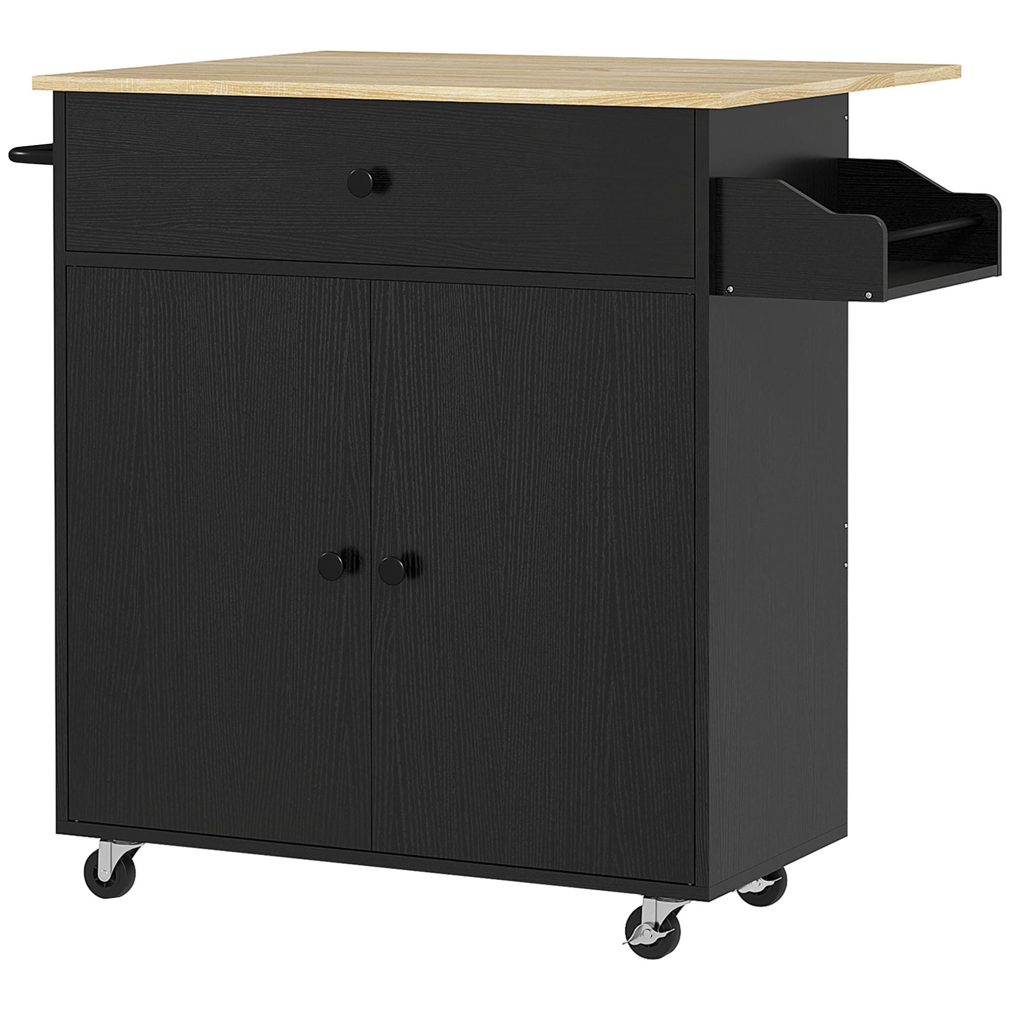 KÜCHENINSEL Spanplatte MDF Schwarz - Schwarz, Holzwerkstoff/Metall (42/87/106cm) - HOMCOM