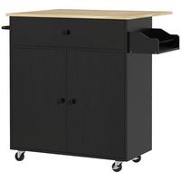 KÜCHENINSEL Spanplatte MDF Schwarz - Schwarz, Holzwerkstoff/Metall (42/87/106cm) - HOMCOM