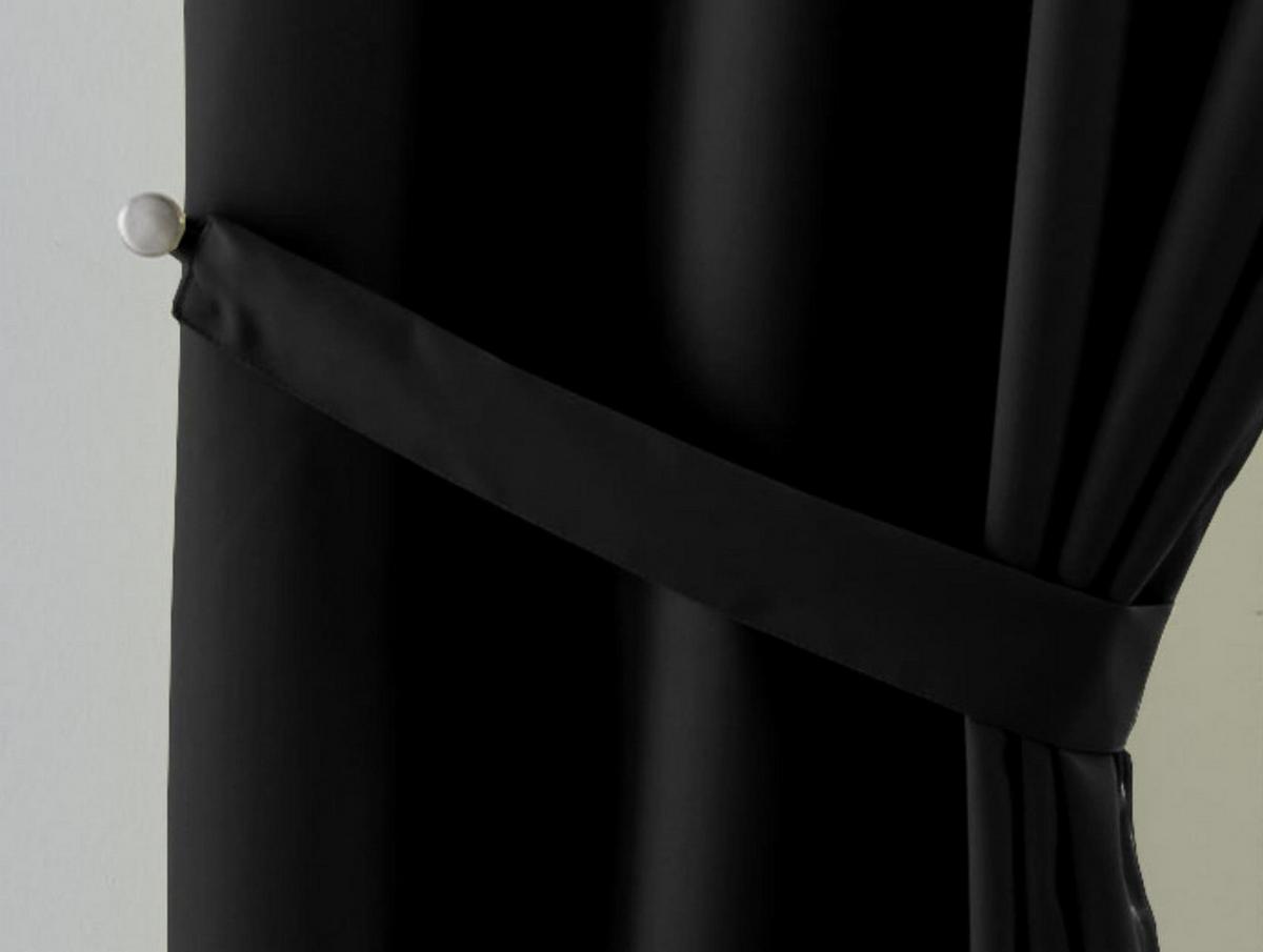 VORHANG 2ER SET PALERMO HxB 145x140 cm Schwarz - Schwarz, Textil (140/145cm) - Gardinenbox
