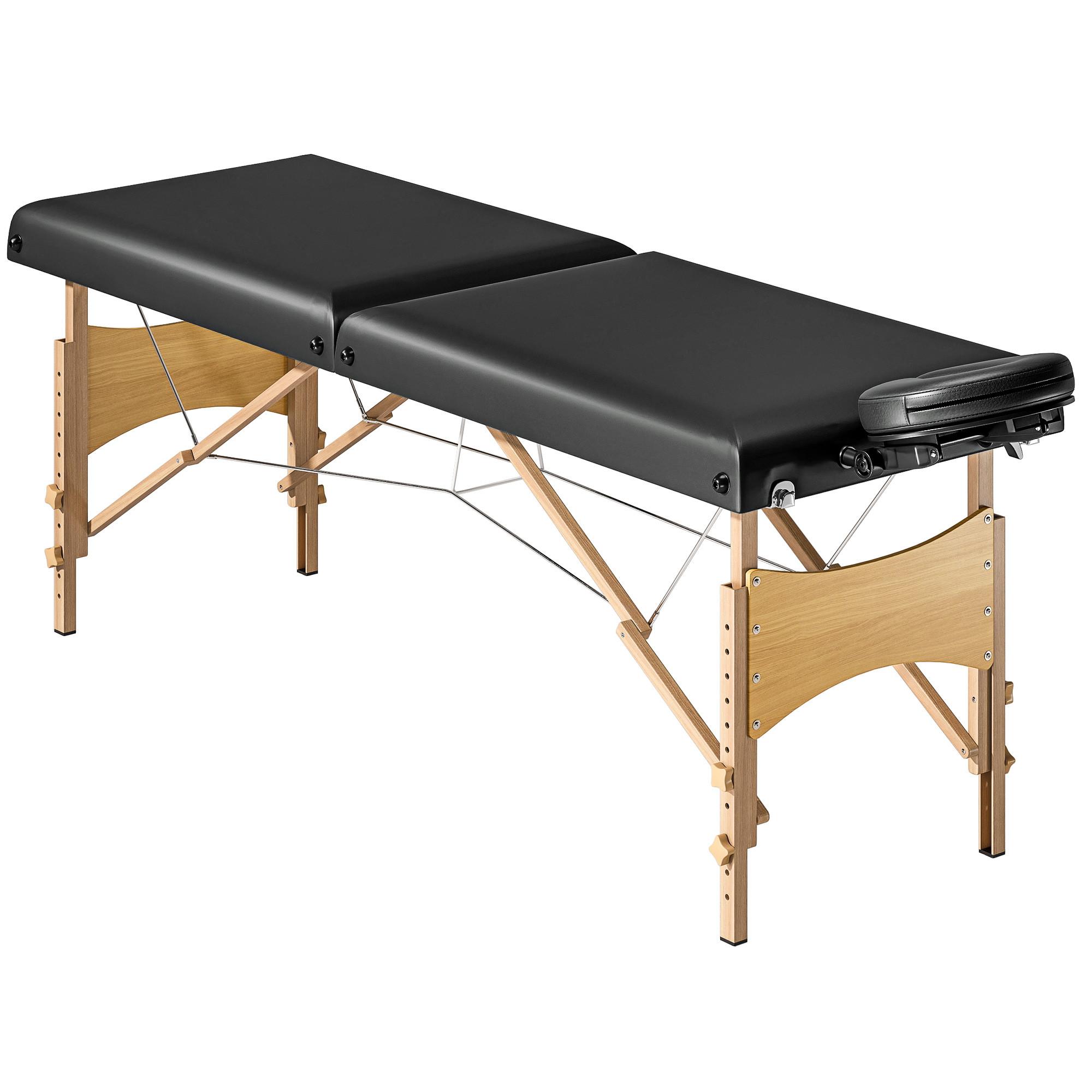 MASSAGELIEGE Kunstleder Holz Schwarz - Schwarz, Kunststoff (70/86/215cm) - HOMCOM