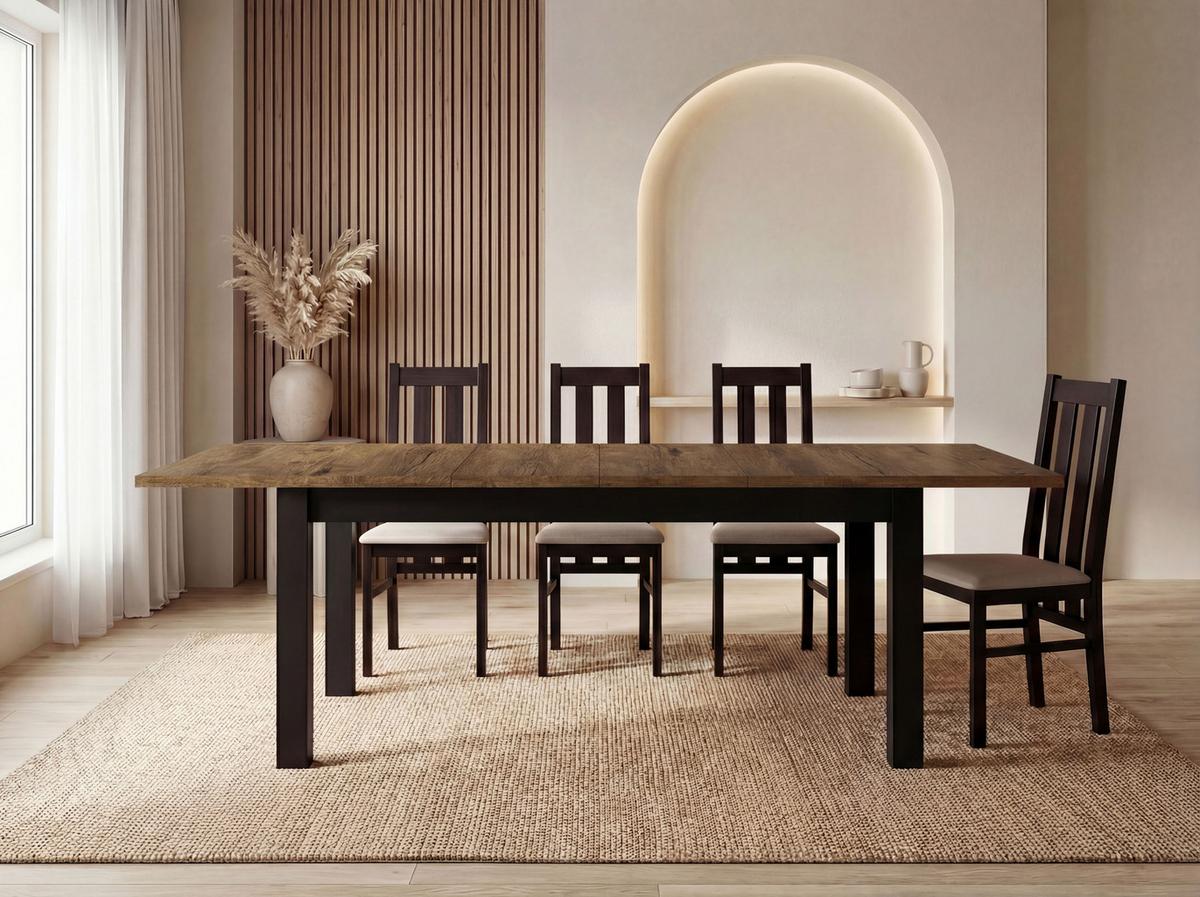 ESSTISCH Lindberg ausziehbar verlängerbar rechteckig, Eiche Braun Rustikal 200-300/100/77 cm - Alteiche/Schwarz, Holz/Holzwerkstoff (100/300/76.5cm) - WFL GROUP