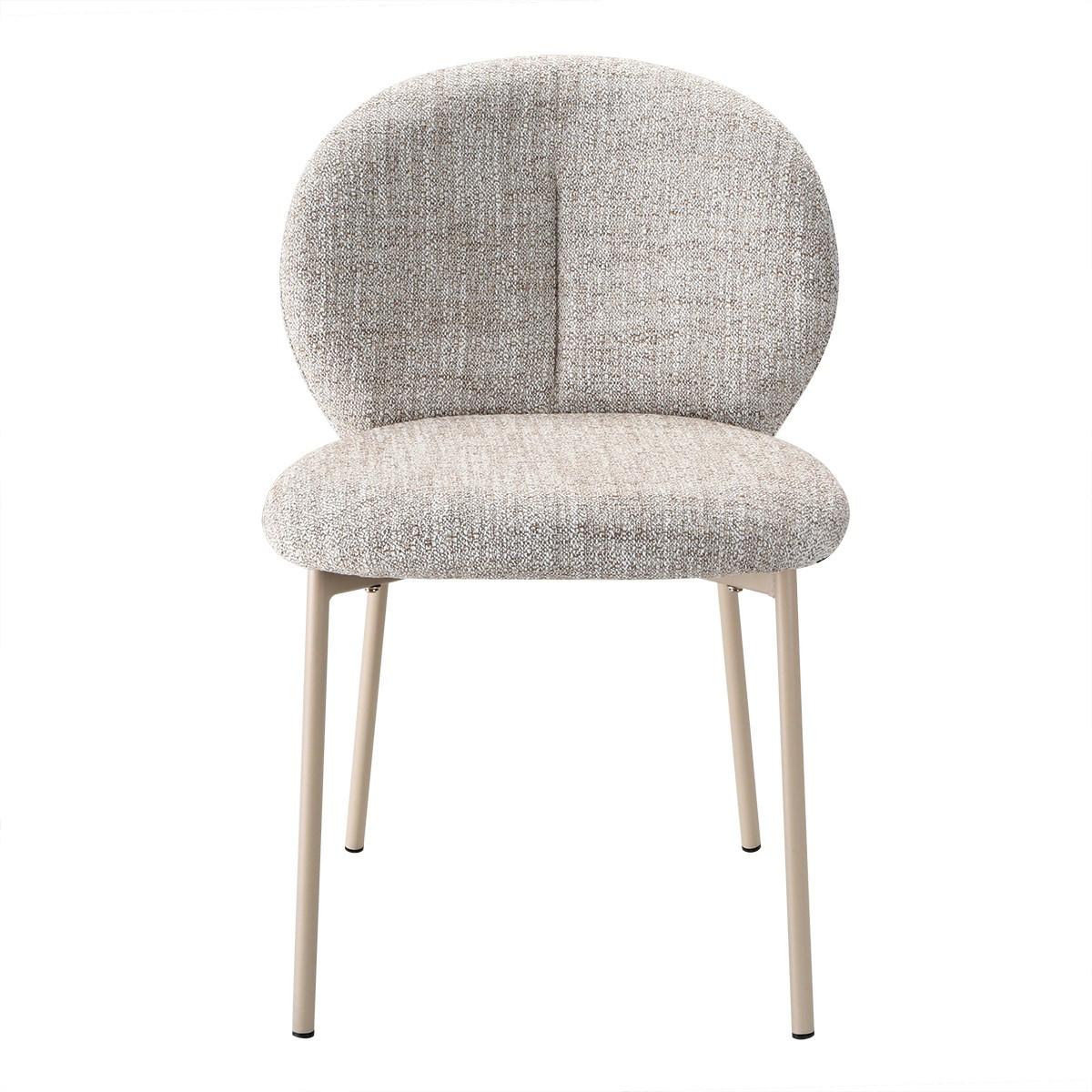 STÜHLE 2er-Set, gepolstert, aus meliertem stoff beige 60/48/80 cm - Beige, Textil (48/80/60cm) - Calicosy