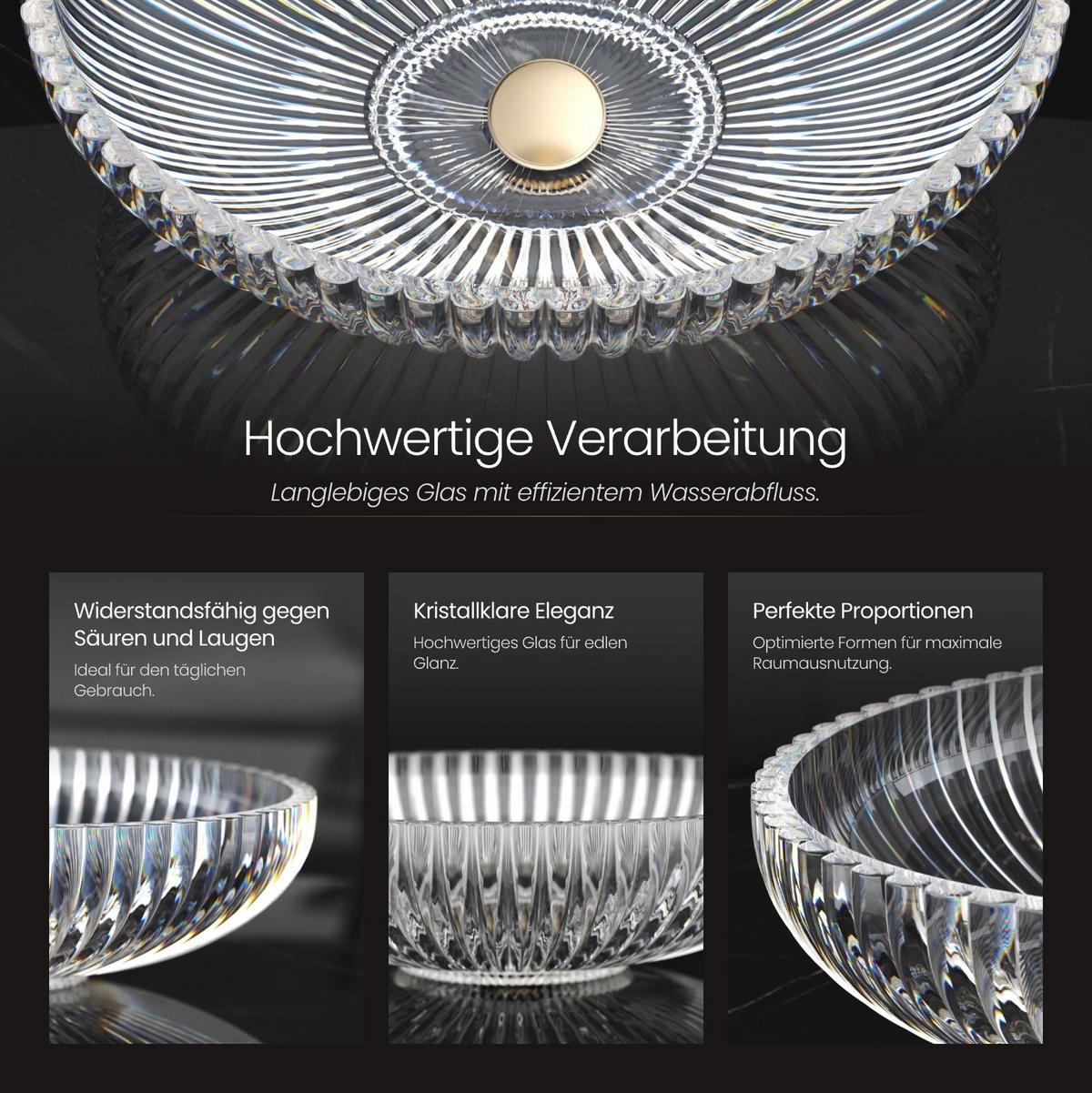 WASCHBECKEN Oval Glas Transparent 51 / 35 / 15 cm - Transparent, Glas (51/15/35cm) - EMKE