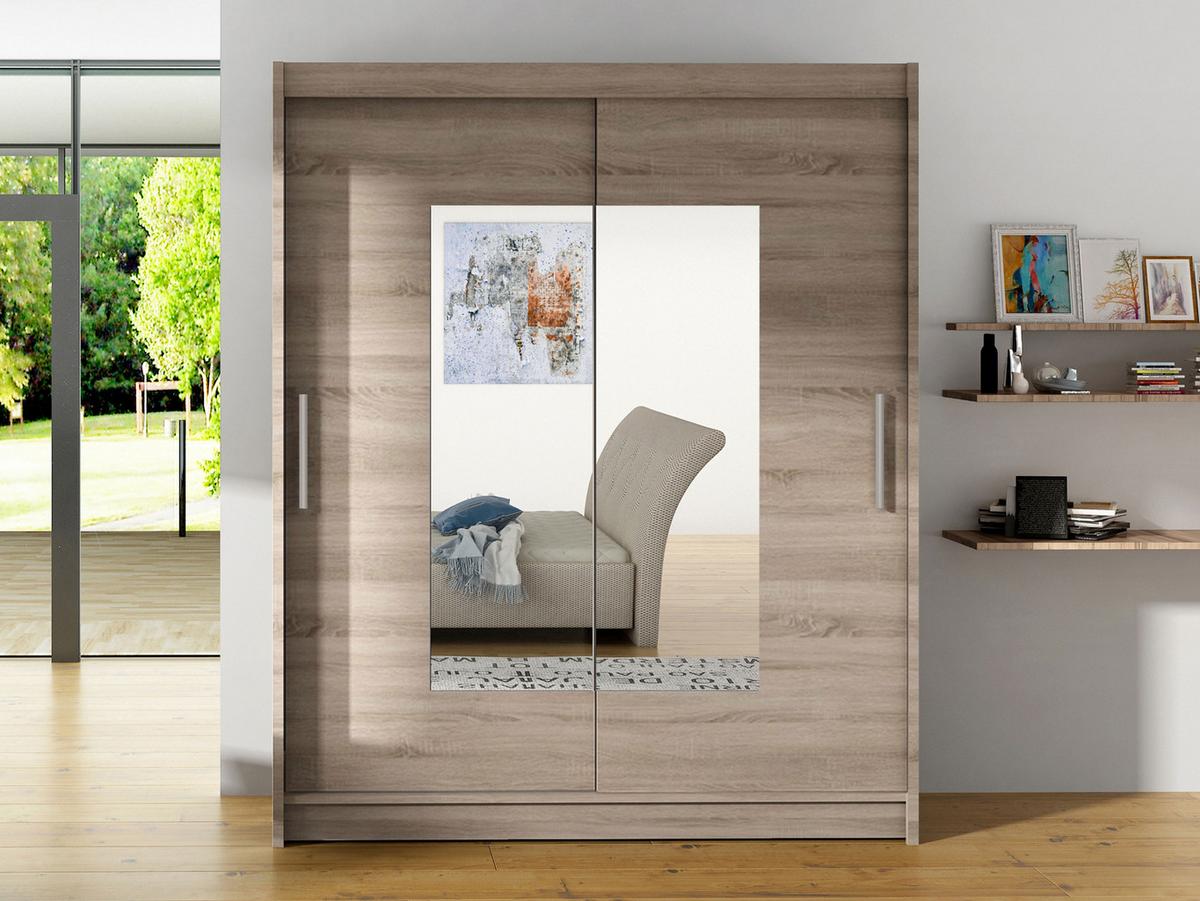 SCHWEBETÜRENSCHRANK Westa III - Silberfarben/Trüffeleichefarben, Holzwerkstoff/Metall (150/200/58cm) - MIRJAN24