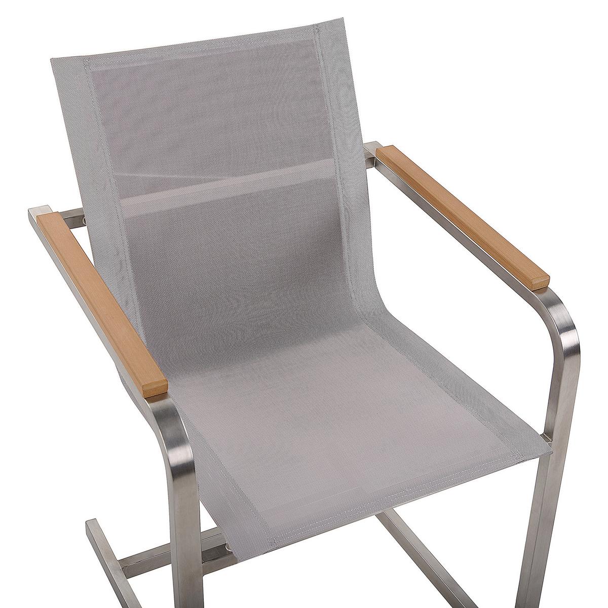 GARTENSTUHL 4er-Set Edelstahl beige Cosoleto - Beige, Metall (56/85/55cm) - Beliani