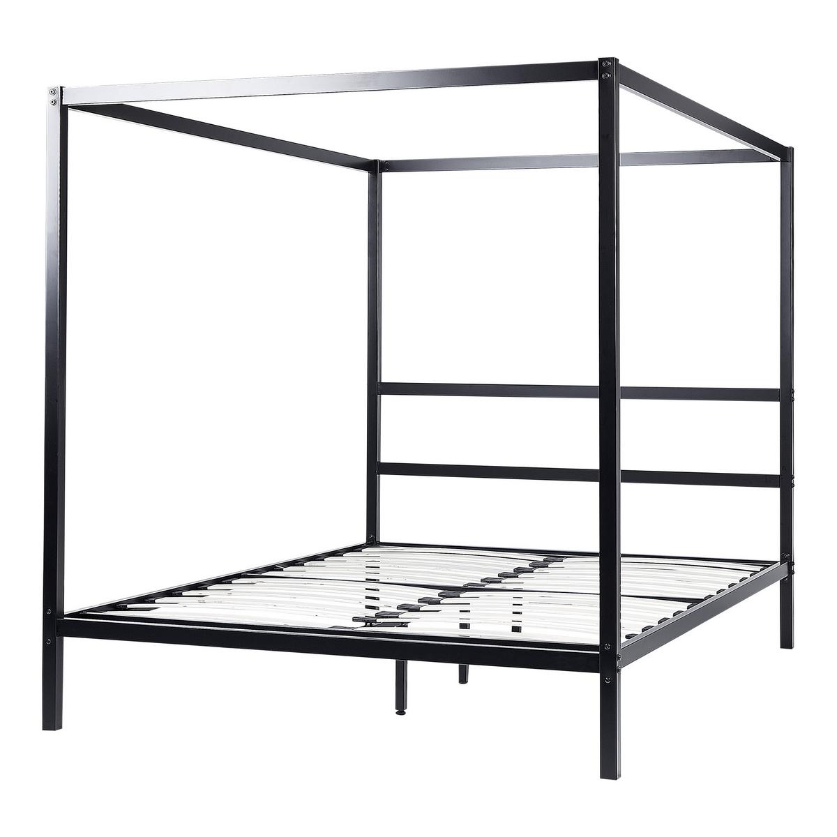HIMMELBETT 160/200cm Schwarz Lestards - Schwarz, Metall (160/200cm) - Beliani