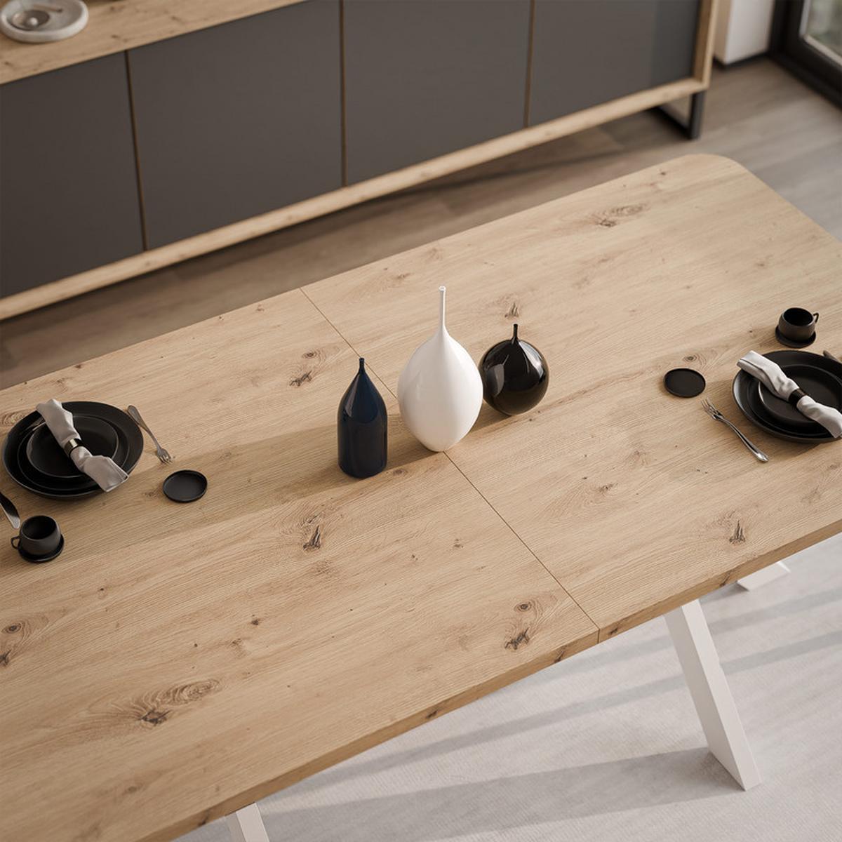 AUSZIEHTISCH DANTON 200/100/76 cm, Weiß / Artisan-Eiche - Eiche Artisan/Weiß, Holzwerkstoff/Metall (100/200/76cm) - Idohome