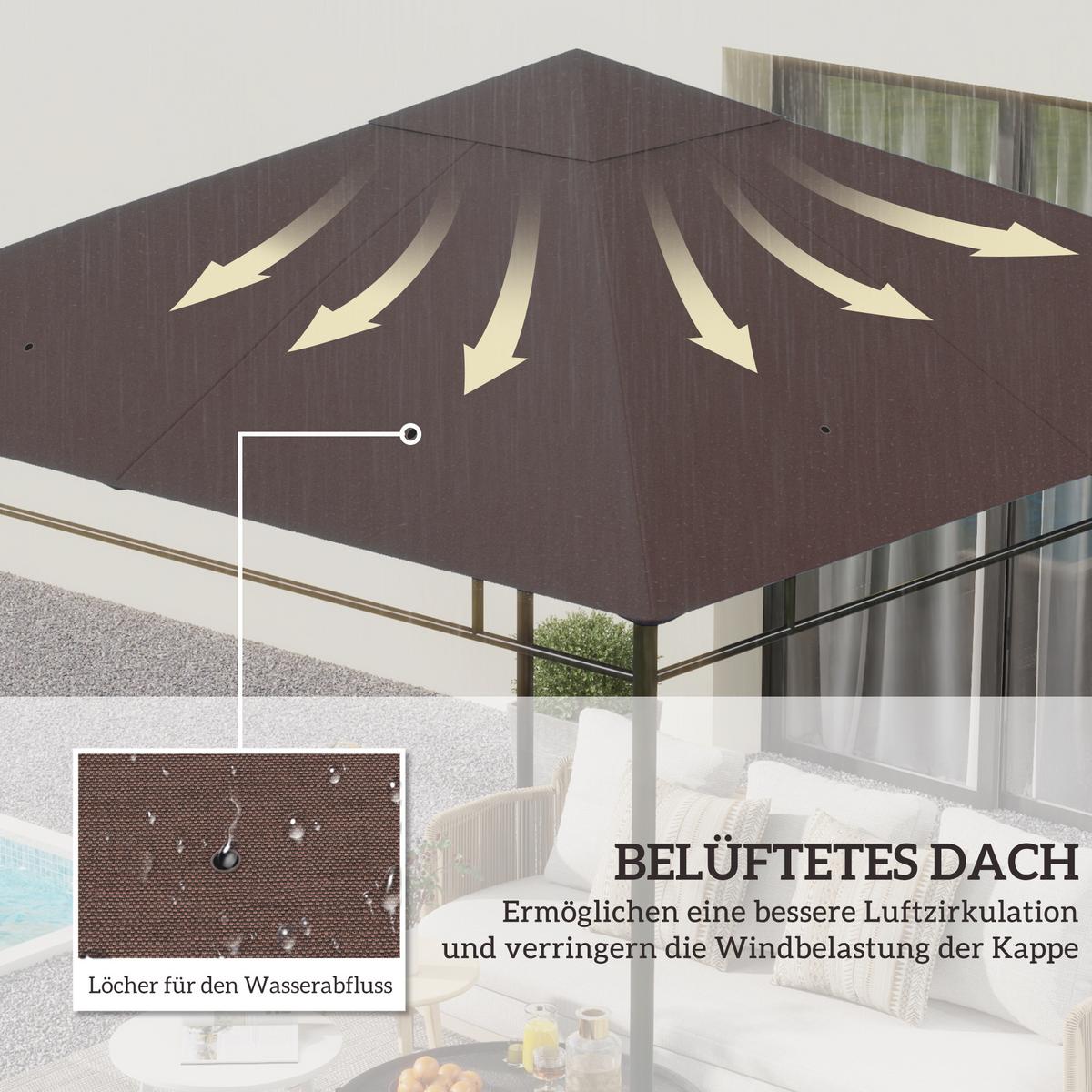 PAVILLON-ERSATZDACH Polyester Kaffee - Braun, Kunststoff (298/1/298cm) - Outsunny