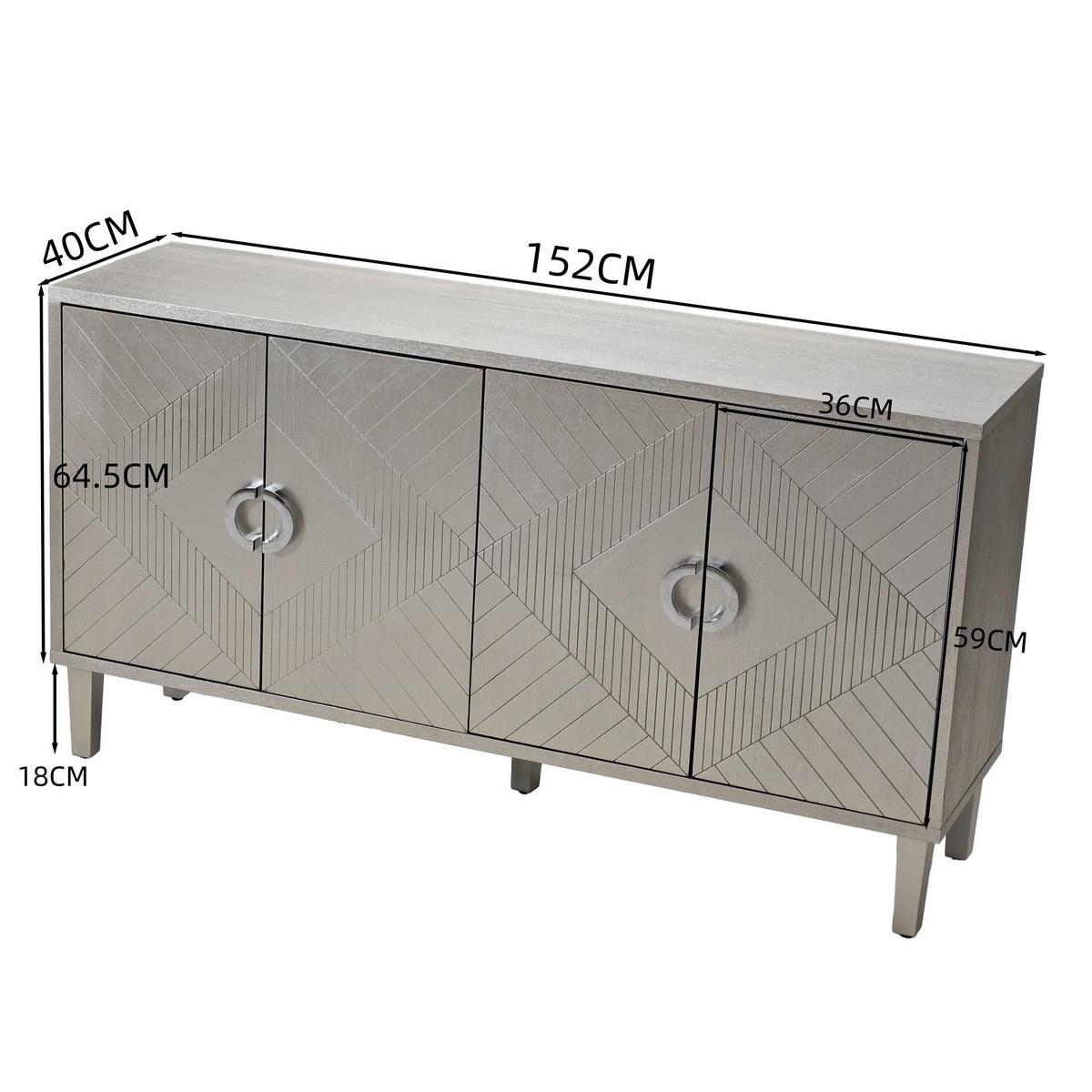 SIDEBOARD Grau Holzoptik mit 4 Türen & Kiefernholzbeinen - Grau, Holzwerkstoff (152/83/40cm) - Urban Meuble