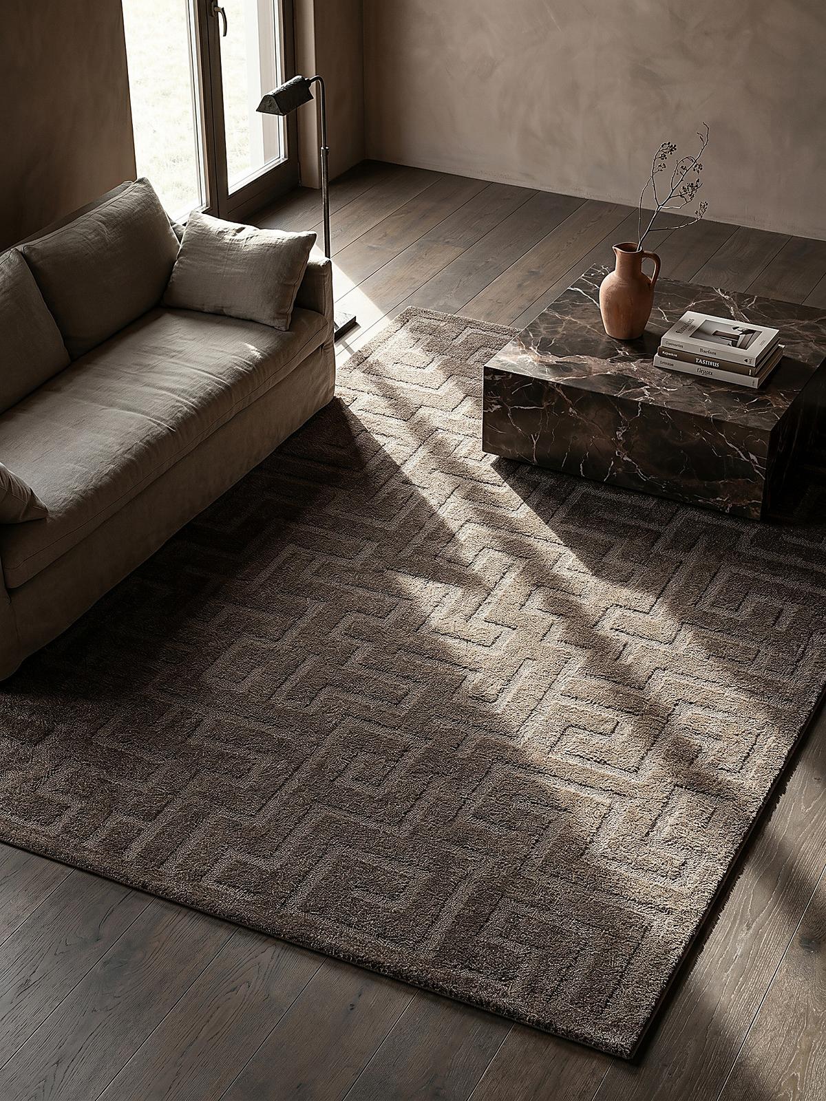 KURZFLORTEPPICH Geometrisch MUOTA Polypropylen Braun 120 x 160 cm - Braun, Textil (120/160cm) - KADIMA DESIGN