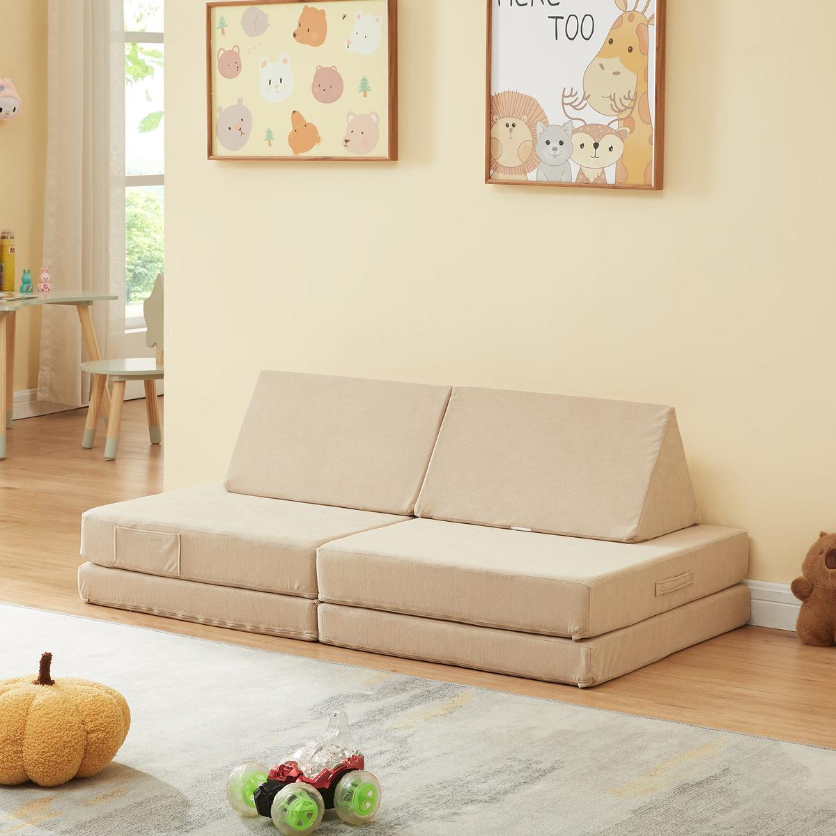 SPIELSOFA Norhulta - Beige, Textil (120/46/66cm) - [en.casa]