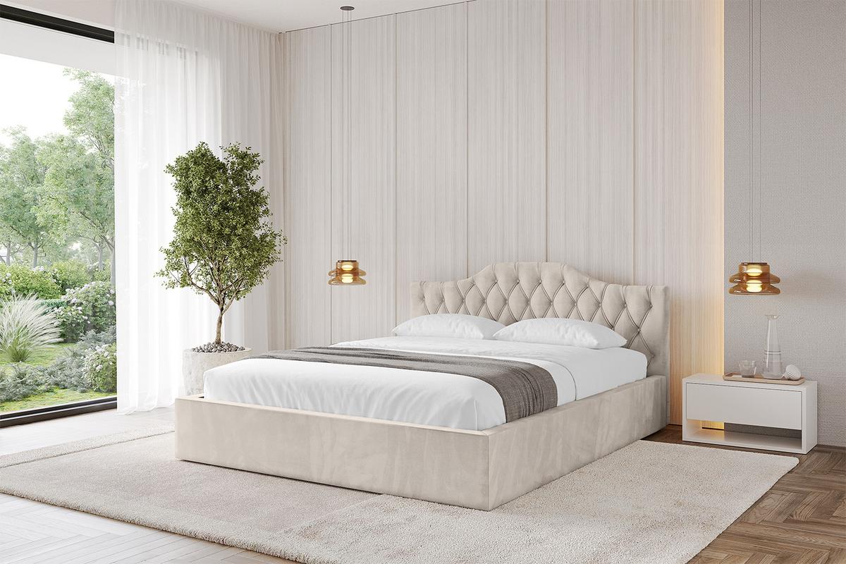 POLSTERBETT mit Bettkasten und Lattenrost, Bett mit Matratze H3/H4 - FALIO-V1 120x200 Beige - Beige, Holzwerkstoff/Textil (120/200cm) - ALTDECOR