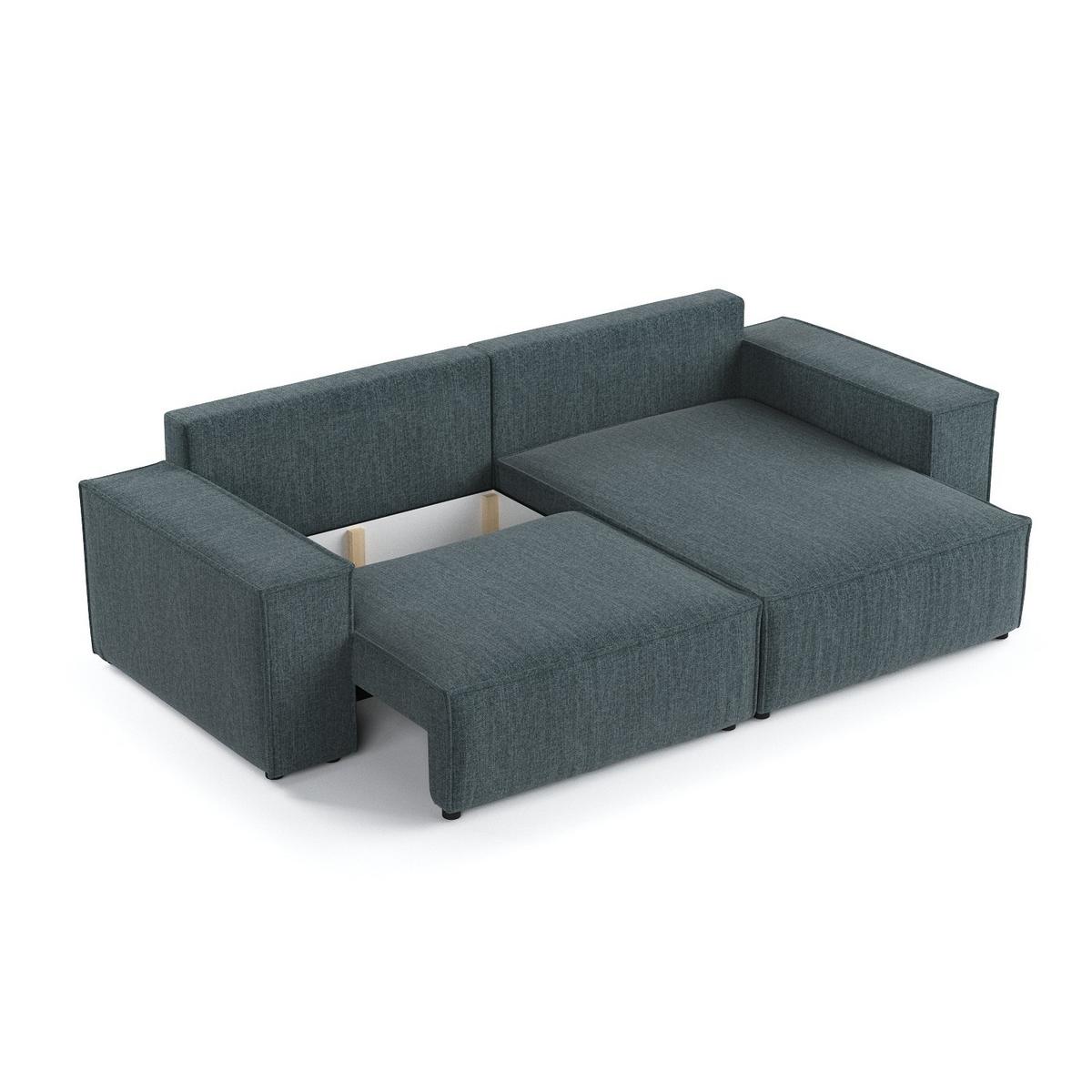 ECKSOFA SENSO mit Schlaffunktion Blaugrau im City Stoff - Blaugrau/Schwarz, Holz/Holzwerkstoff (255/148cm) - AltaBeds